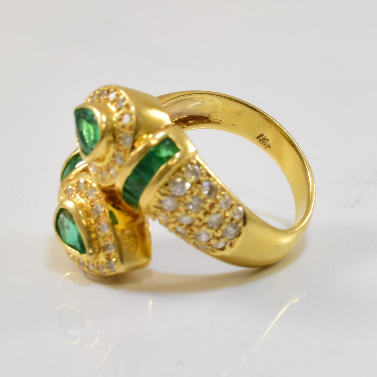 Emerald & Diamond Bypass Ring | 1.07ctw, 0.55ctw | SZ 6.5 |