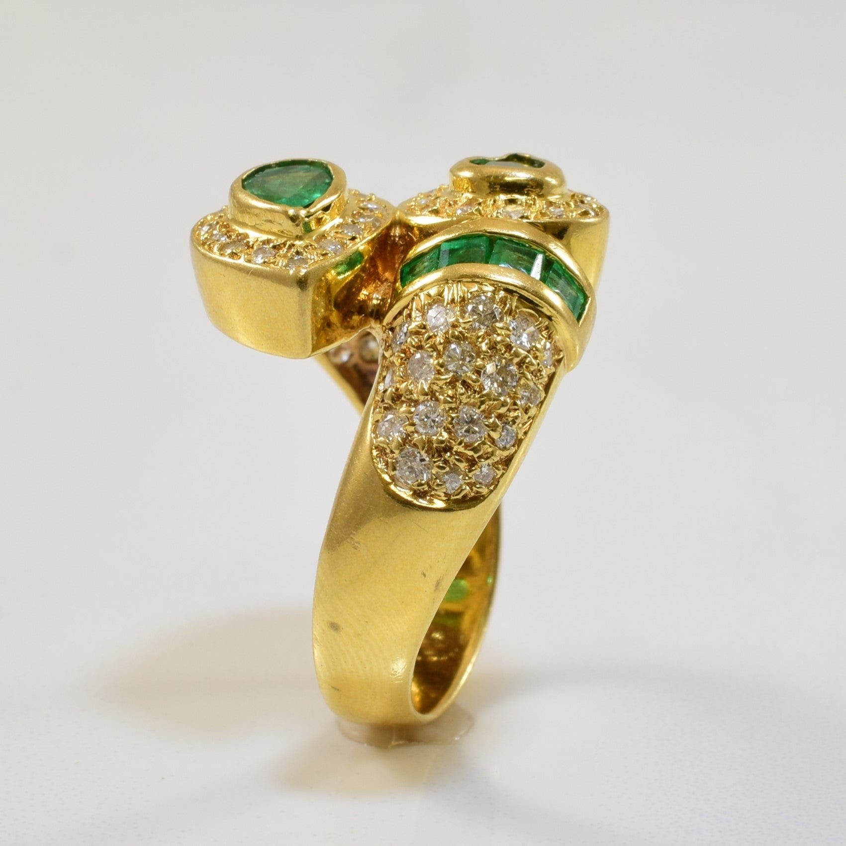 Emerald & Diamond Bypass Ring | 1.07ctw, 0.55ctw | SZ 6.5 |