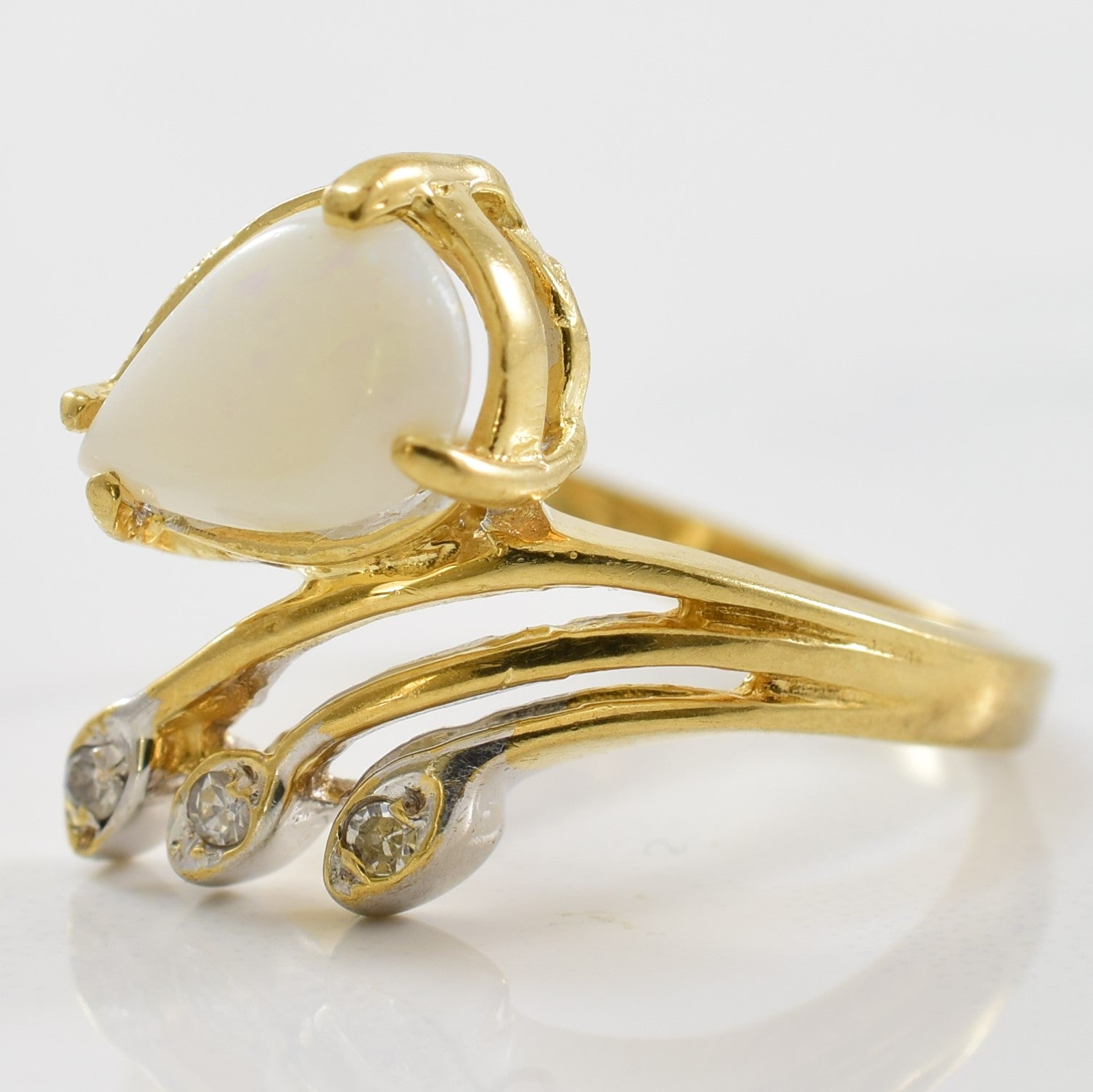 Opal & Diamond Bypass Ring | 0.03ctw, 0.60ct | SZ 6.25 |