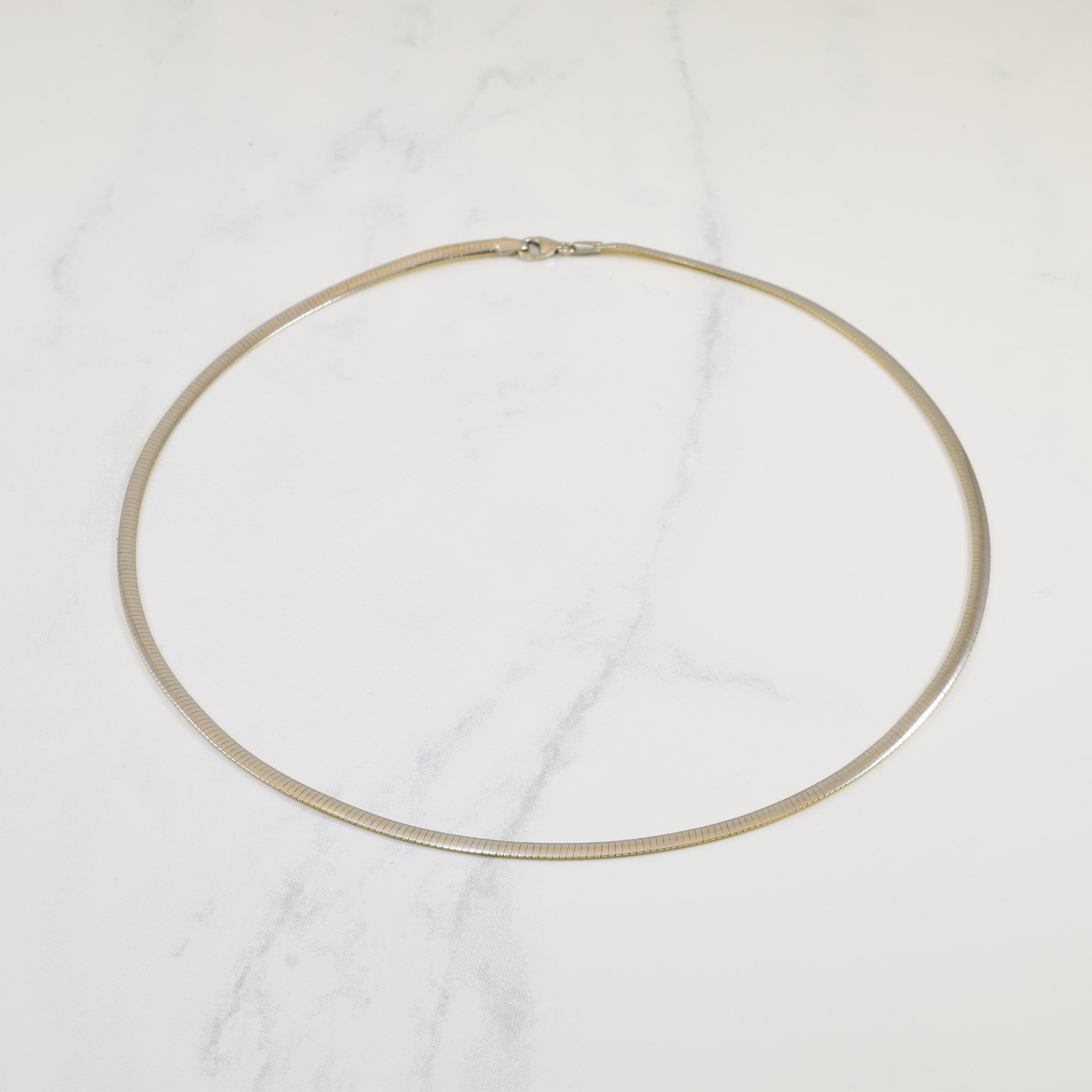 Reversible White and Yellow Gold Gold Omega Chain | 17" |