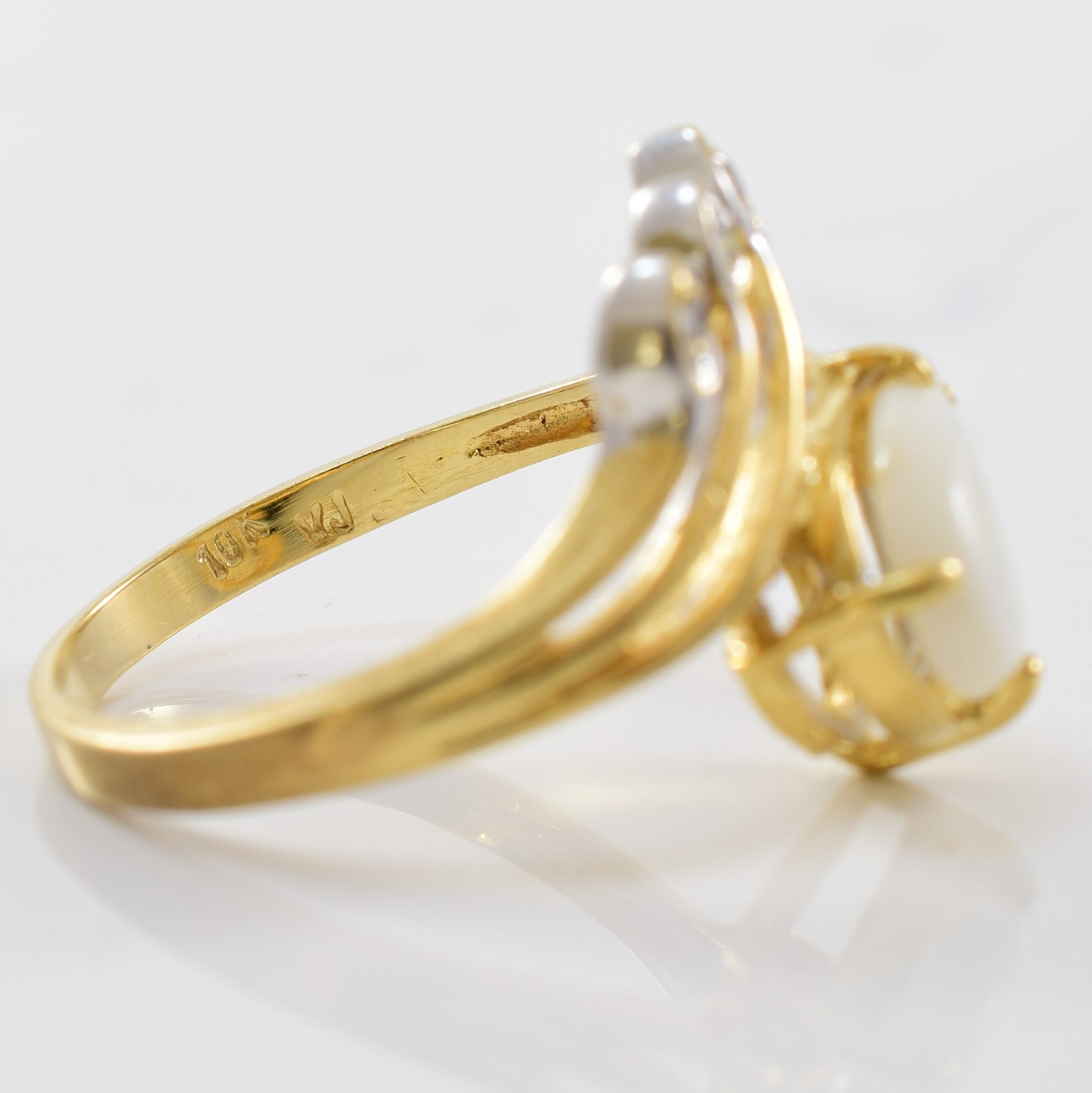 Opal & Diamond Bypass Ring | 0.03ctw, 0.60ct | SZ 6.25 |