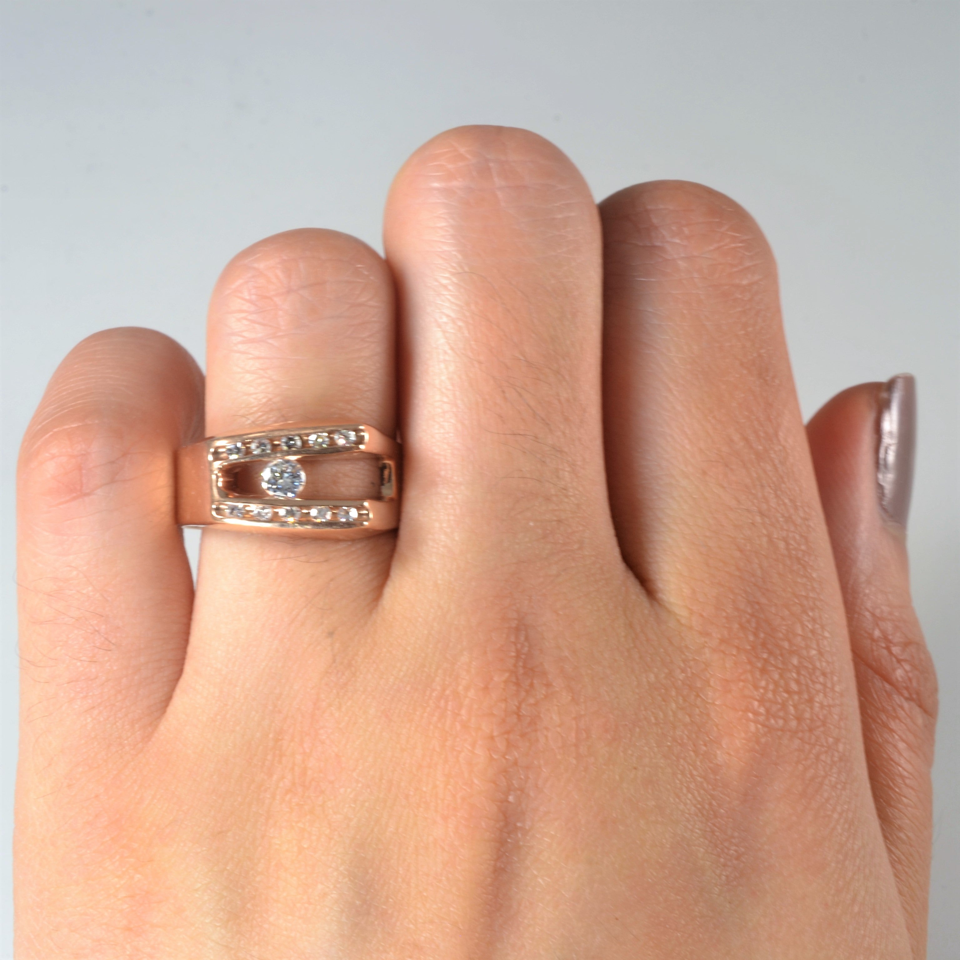 Slanted Channel Diamond Ring | 0.32ctw | SZ 7.5 |