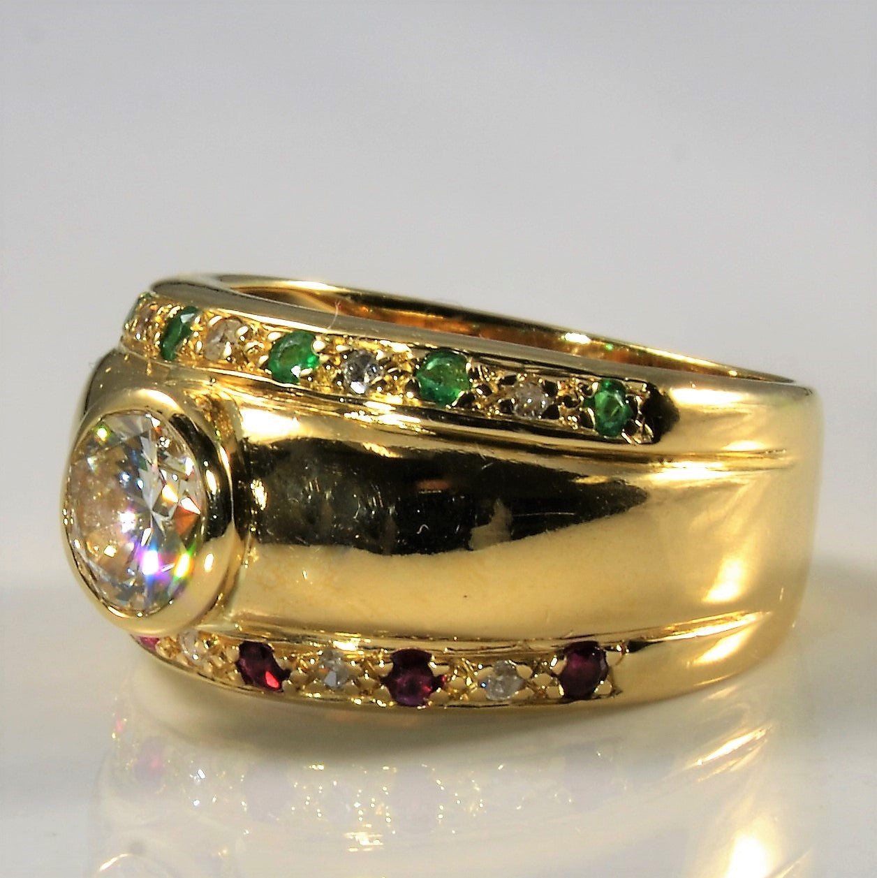 Multi Gem Bezel Set Engagement Ring | 1.00ct | SZ 6.5 |
