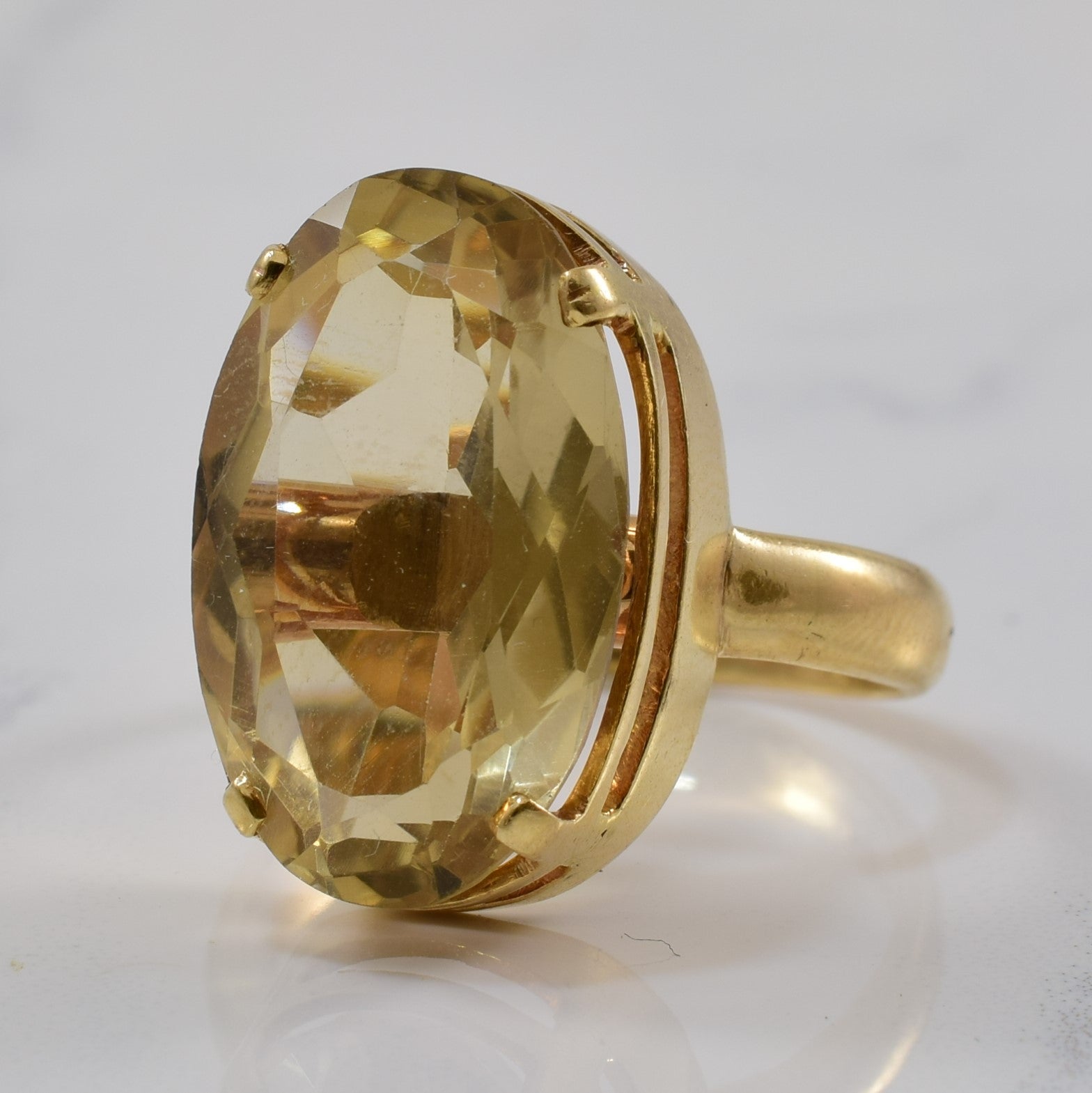Oval Citrine Cocktail Ring | 11.80ct | SZ 10 |