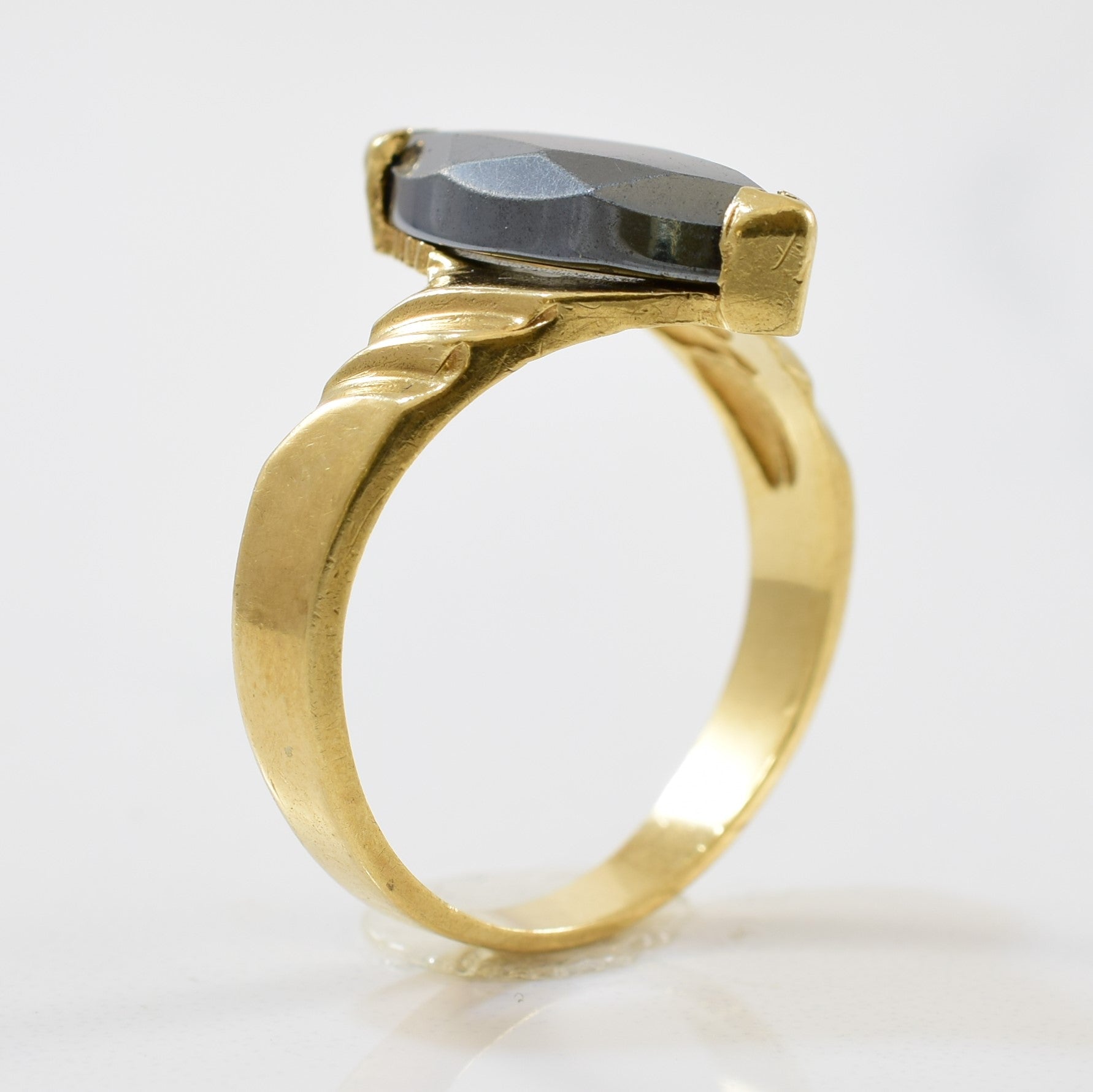 Hematite Bypass Navette Ring | 3.50ct | SZ 7.25 |