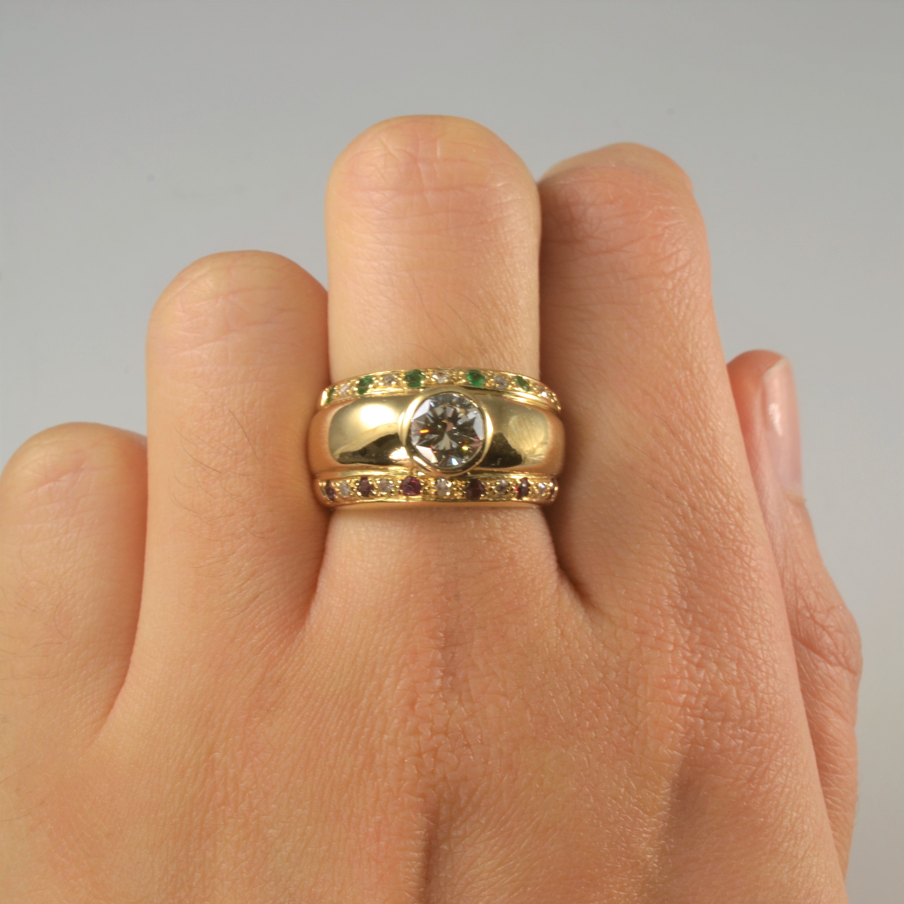 Multi Gem Bezel Set Engagement Ring | 1.00ct | SZ 6.5 |