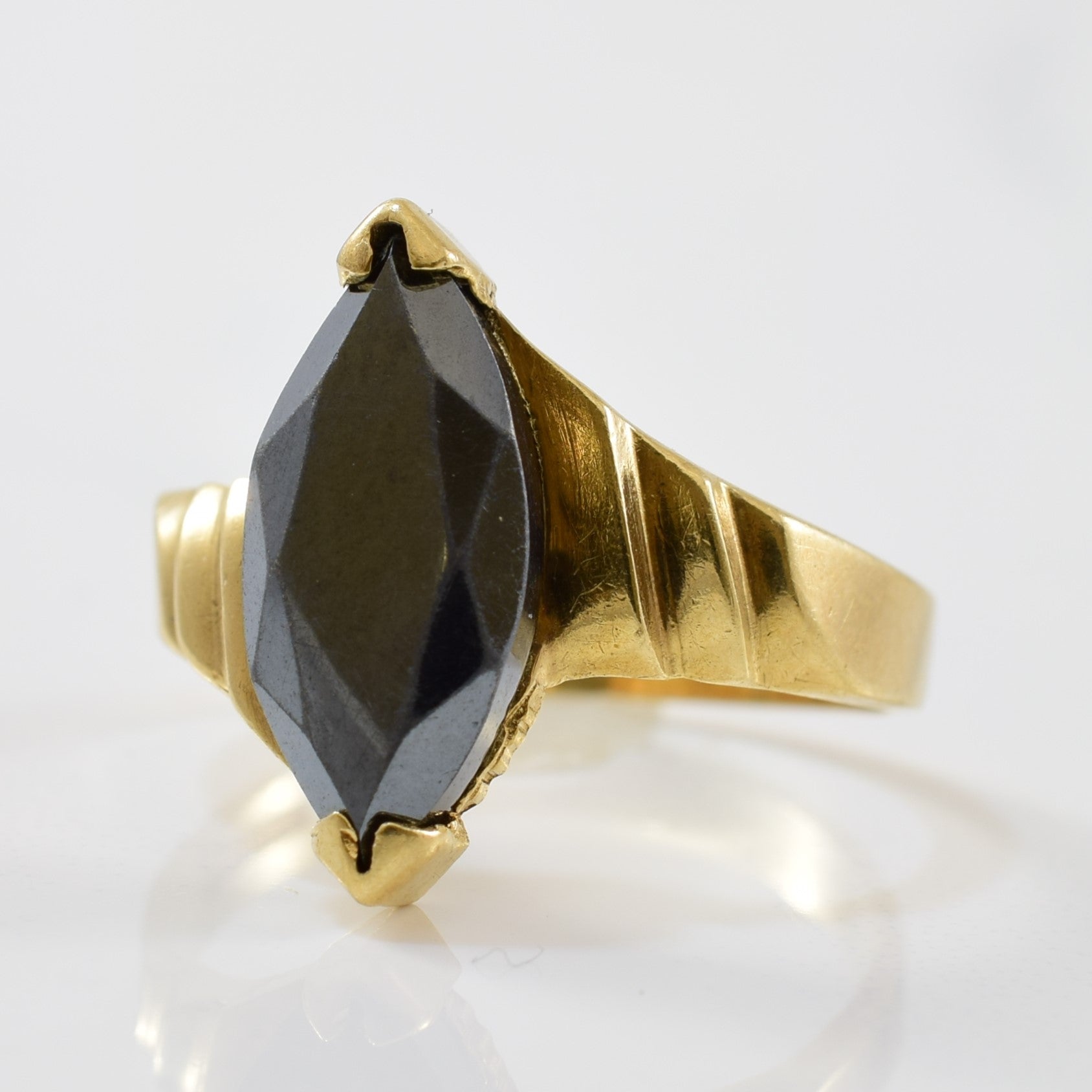 Hematite Bypass Navette Ring | 3.50ct | SZ 7.25 |