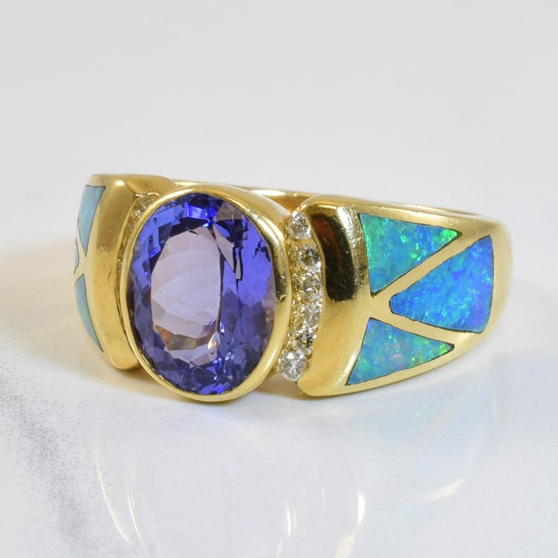 Mixed Gem Inlay Ring | 2.80ct, 1.00ctw, 0.12ctw | SZ 7.5 |