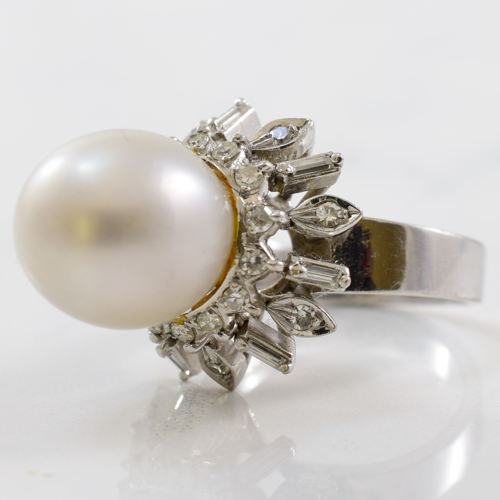 Pearl & Diamond Cocktail Ring | 0.38ctw, 15.00ct | SZ 4.5 |