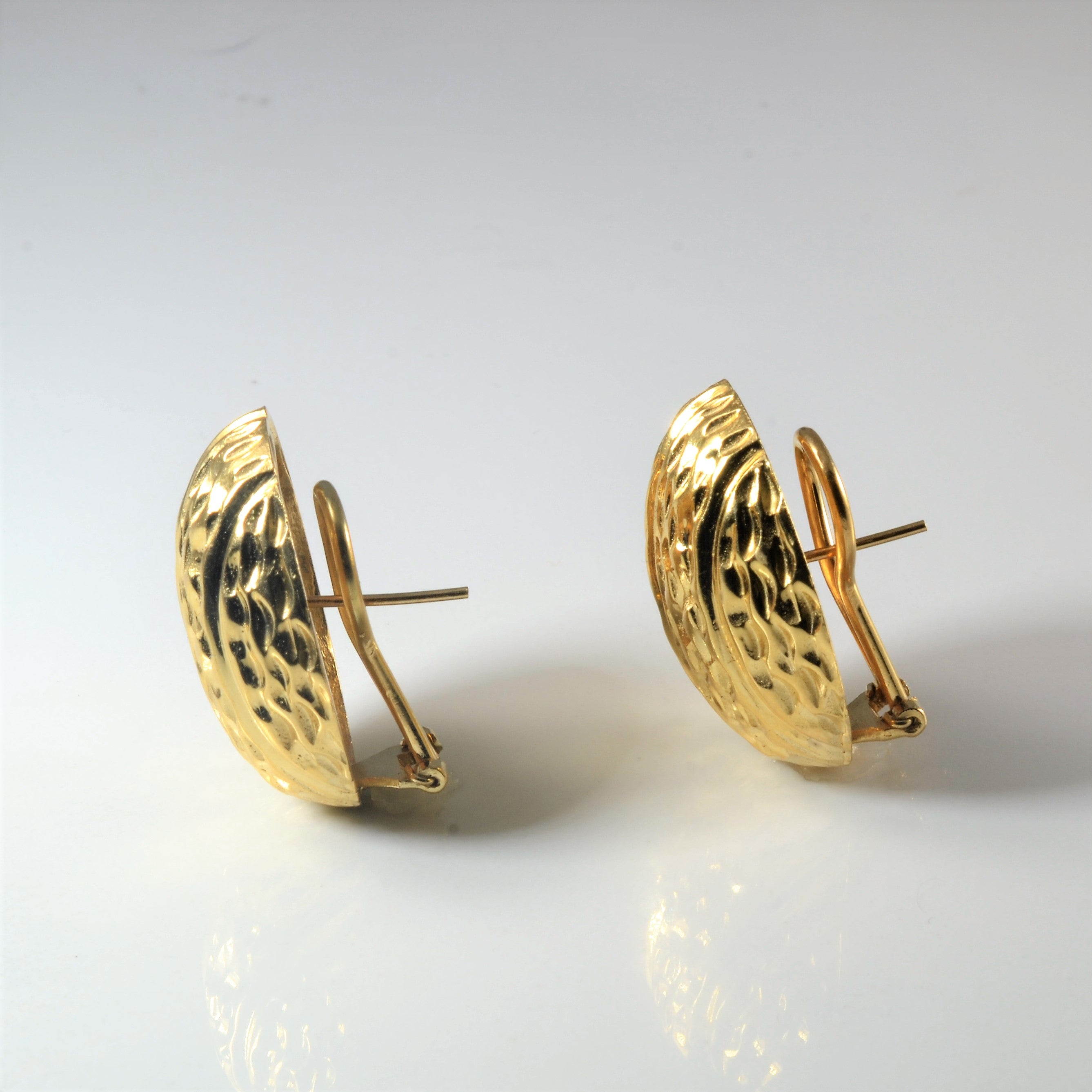 Textured Yellow Gold Dome Earrings |