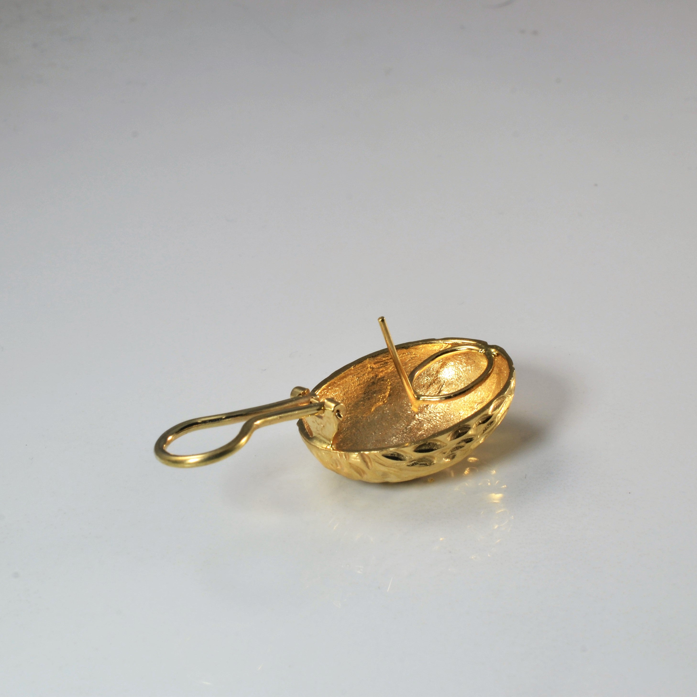 Textured Yellow Gold Dome Earrings |