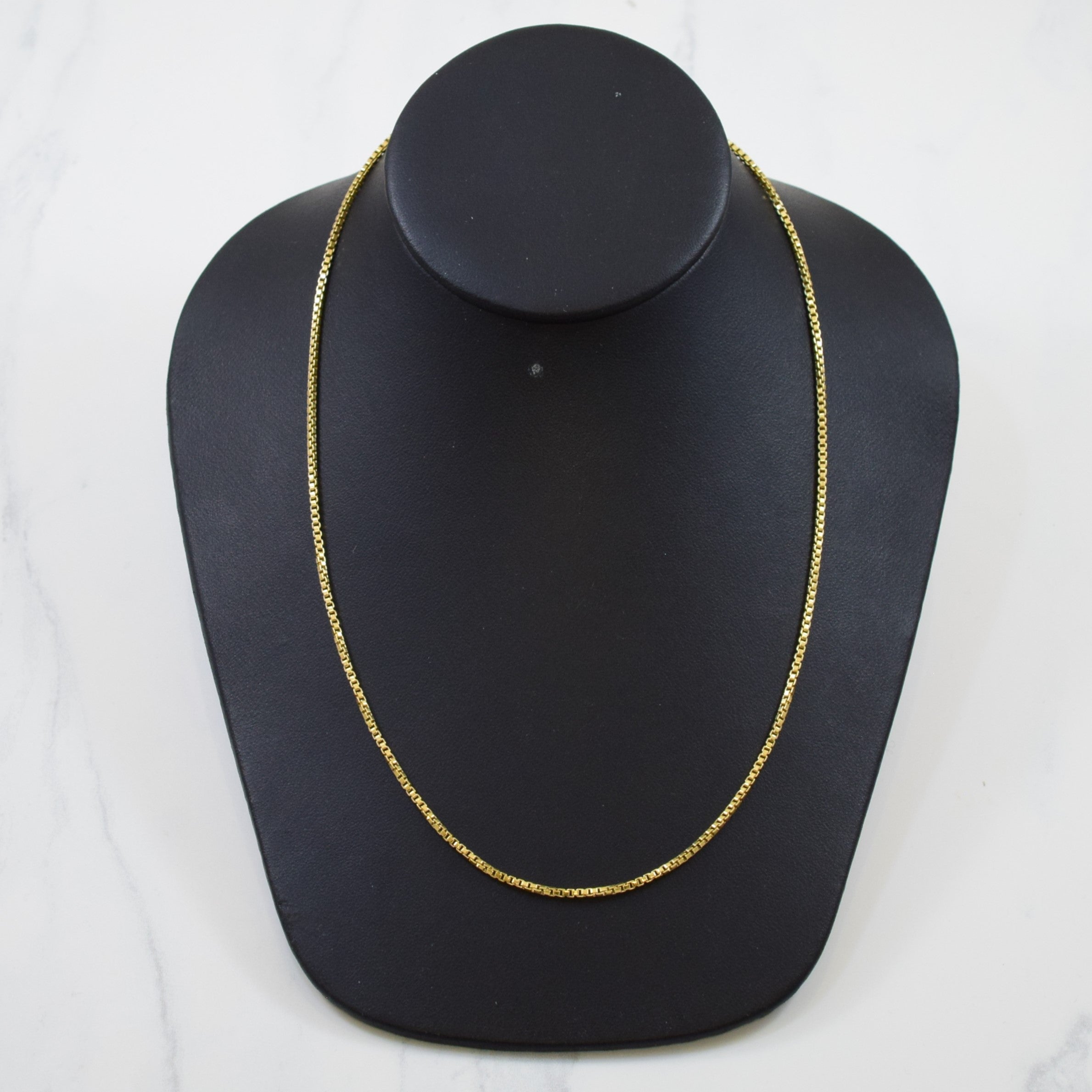 Vintage Italian Hallmarked 18k Yellow Gold Box Chain | 19" |