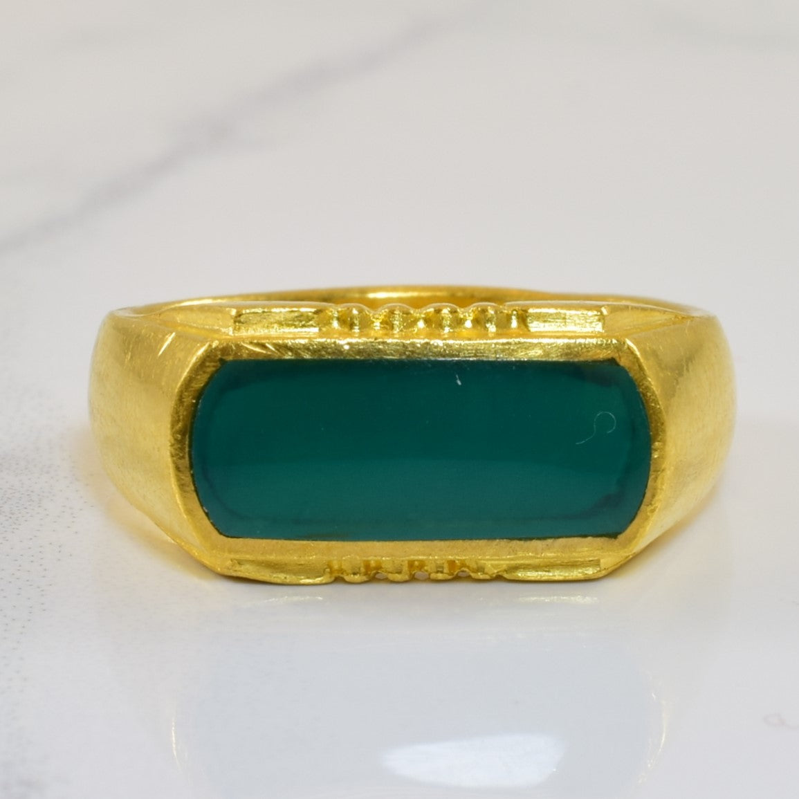 24k Yellow Gold Onyx Ring | 1.10ct | SZ 6.5 |