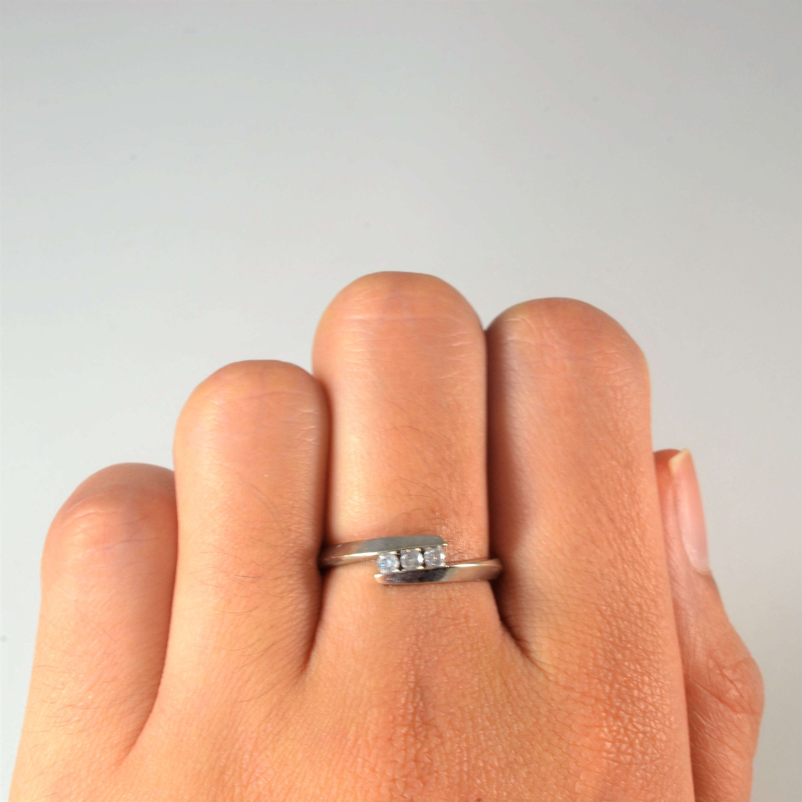 Tension Set Diamond Bypass Ring | 0.11ctw | SZ 7 |