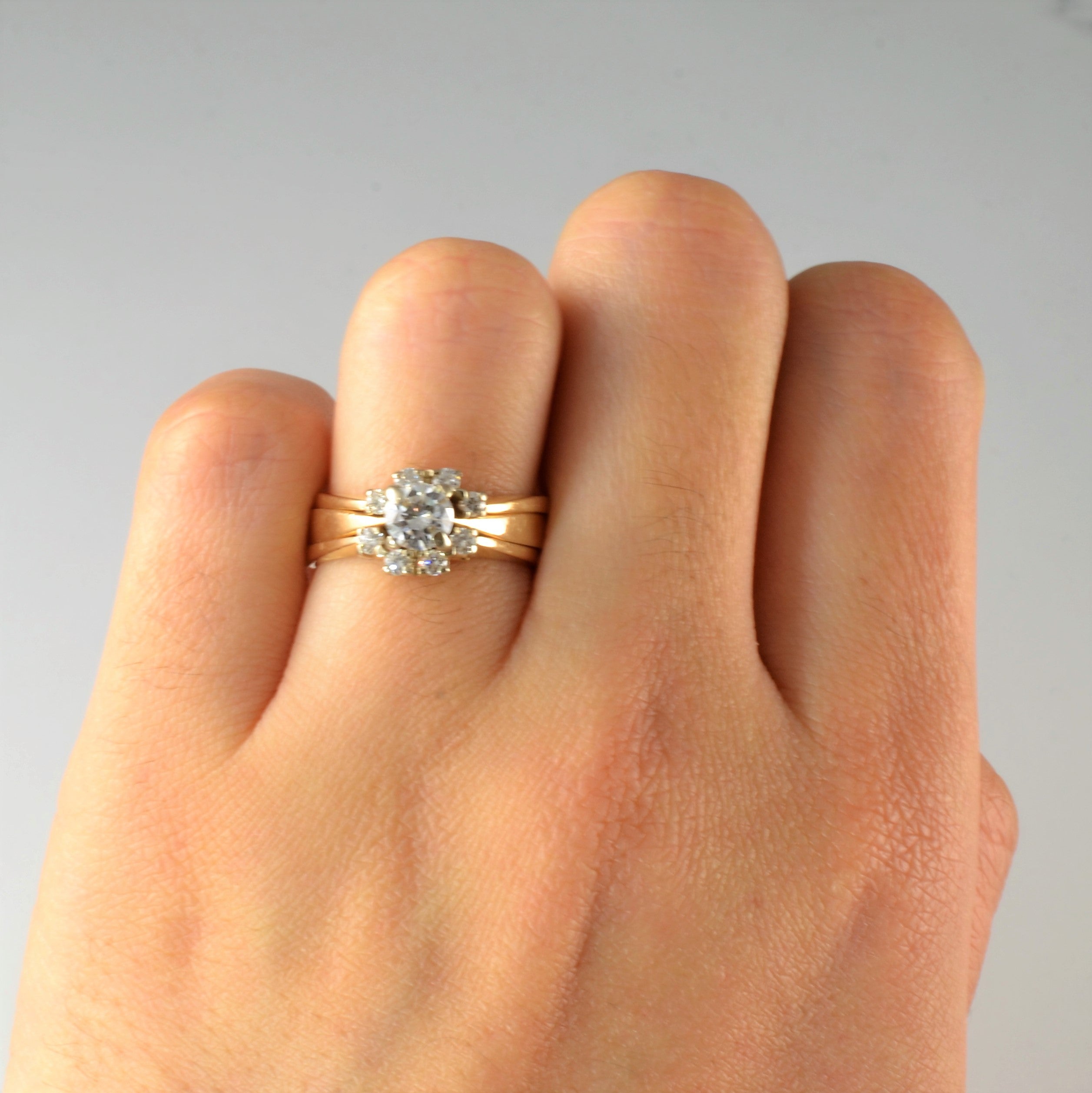 Diamond Wedding Set With Halo Bands | 0.61ctw | SZ 5.25 |