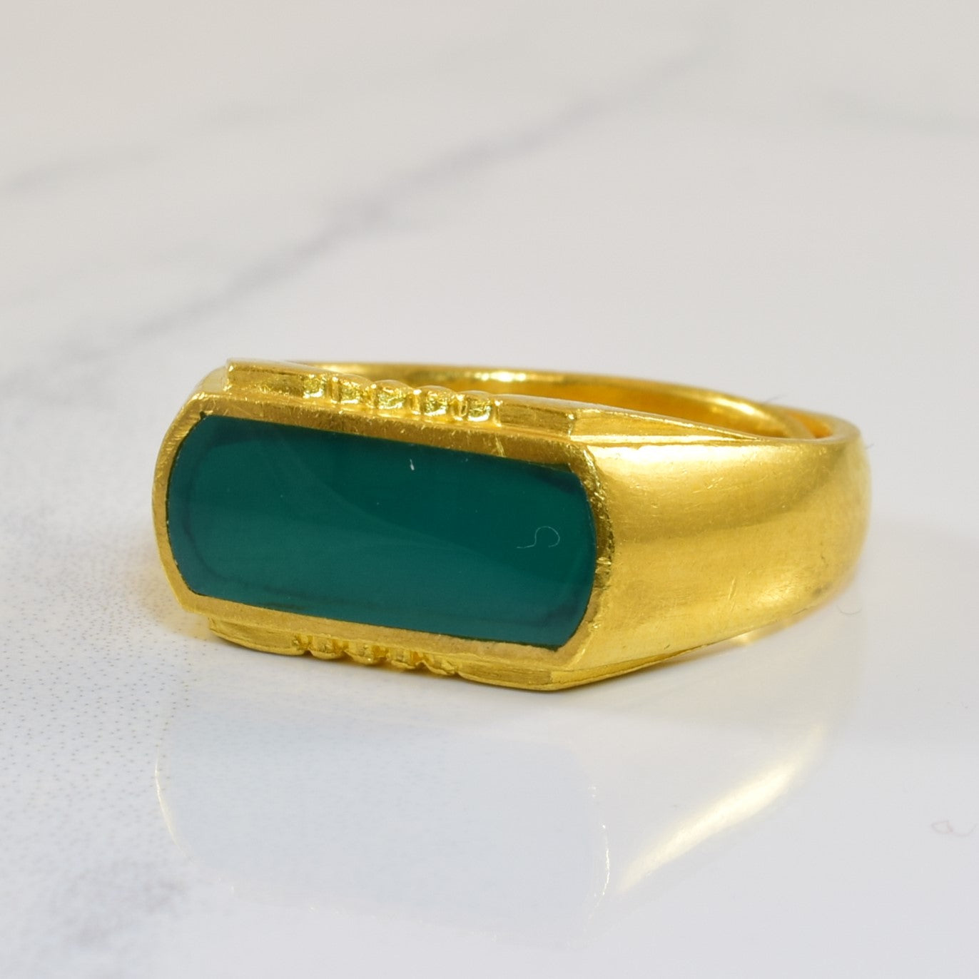 24k Yellow Gold Onyx Ring | 1.10ct | SZ 6.5 |