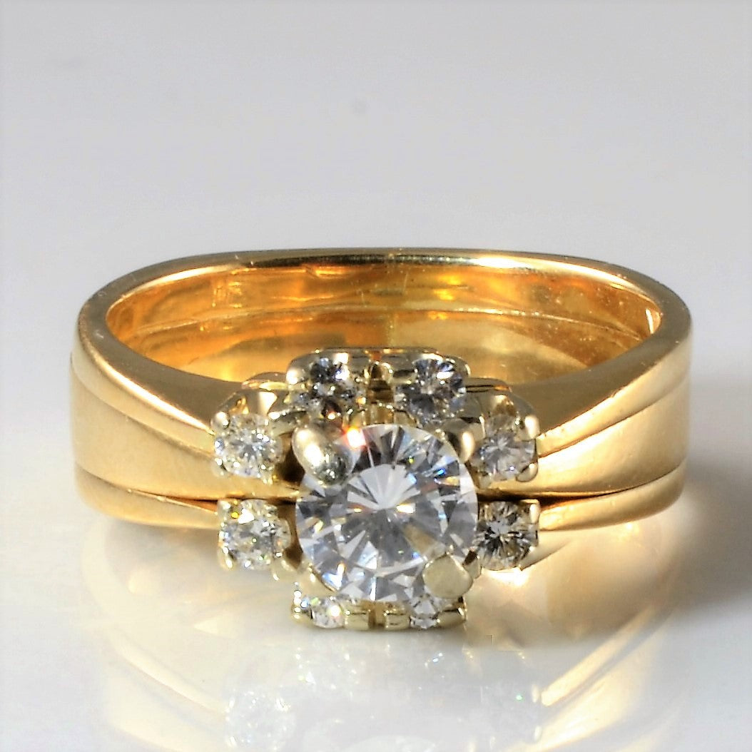 Diamond Wedding Set With Halo Bands | 0.61ctw | SZ 5.25 |