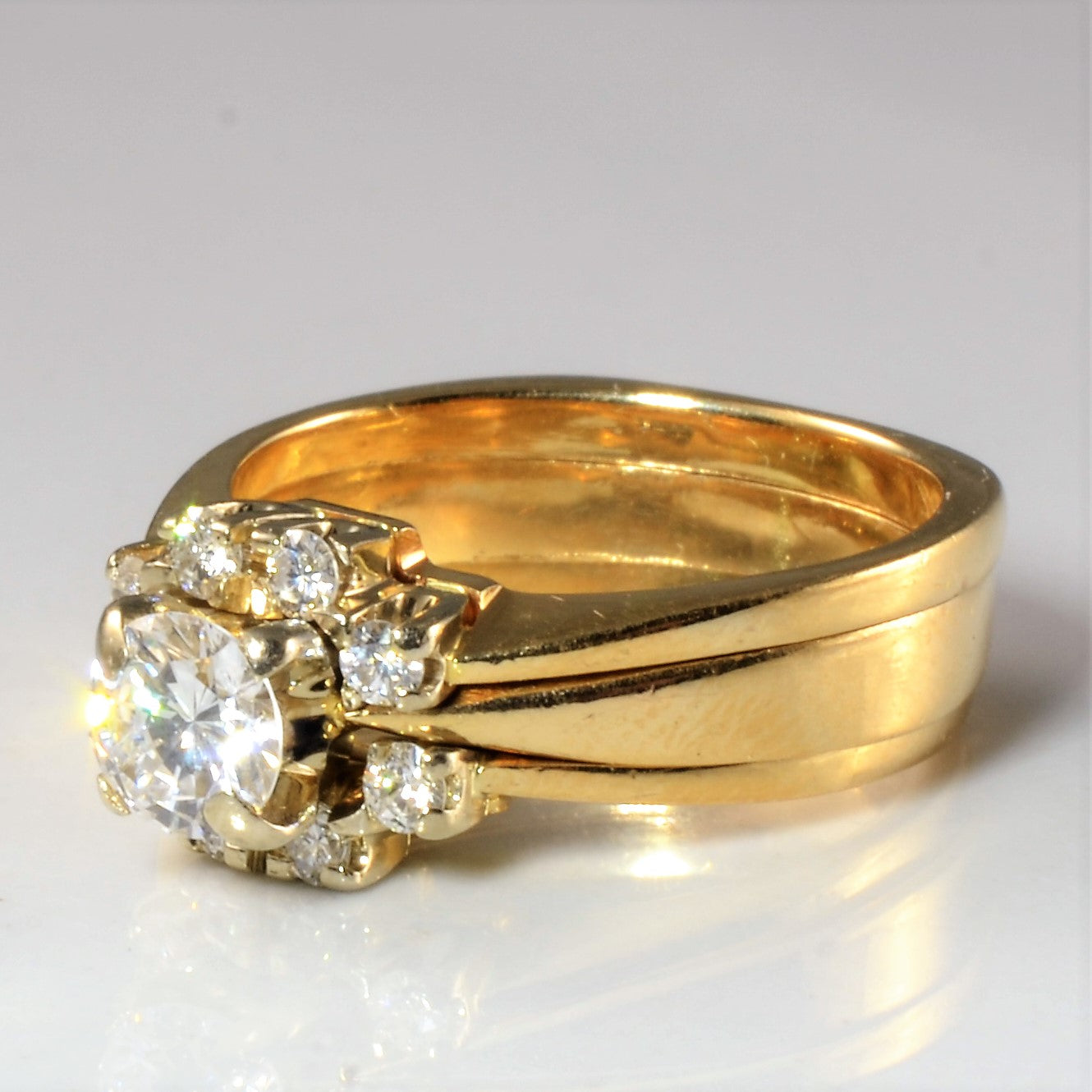 Diamond Wedding Set With Halo Bands | 0.61ctw | SZ 5.25 |