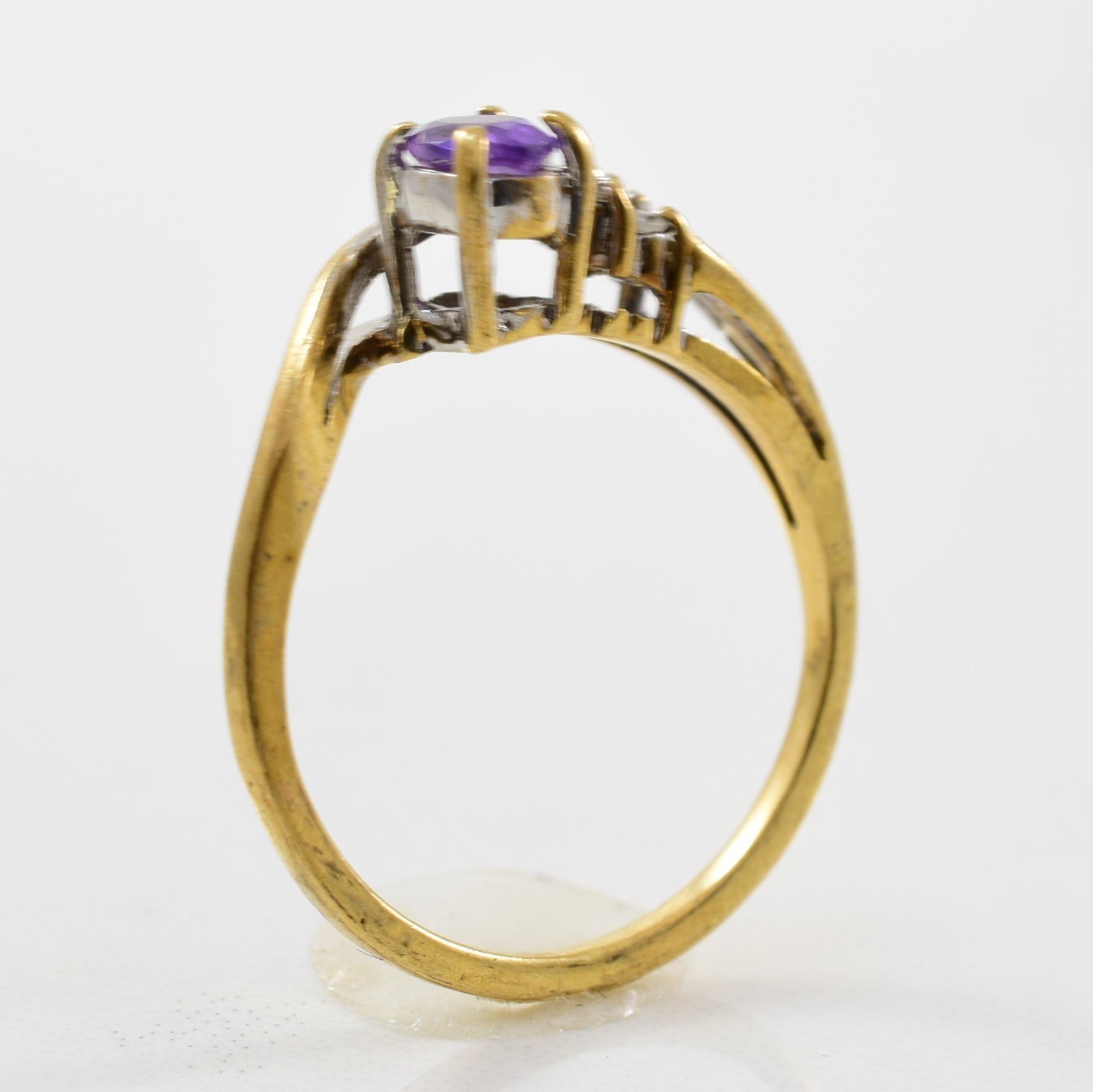Amethyst & Diamond Crossover Ring | 0.05ctw, 0.22ct | SZ 5.5 |