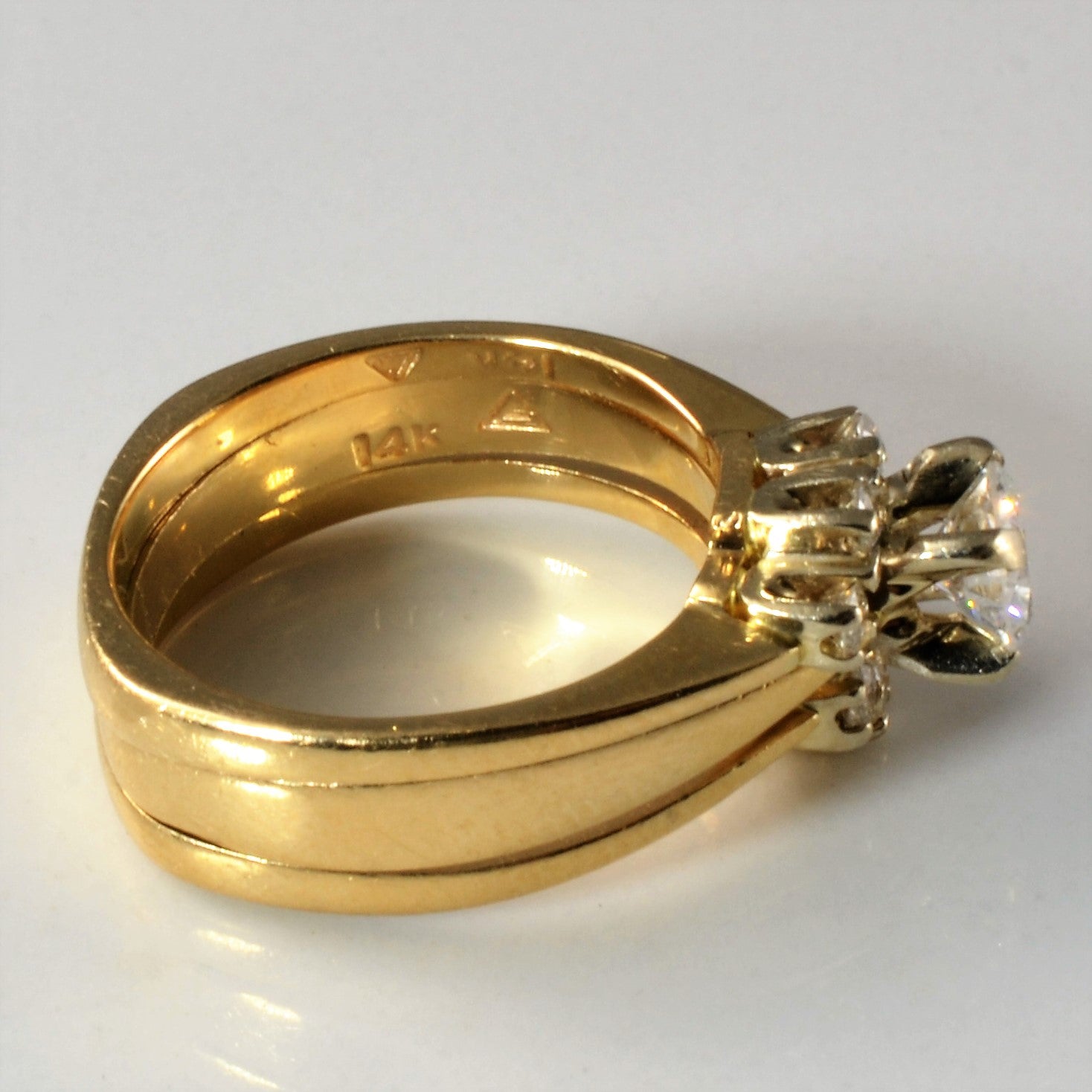 Diamond Wedding Set With Halo Bands | 0.61ctw | SZ 5.25 |