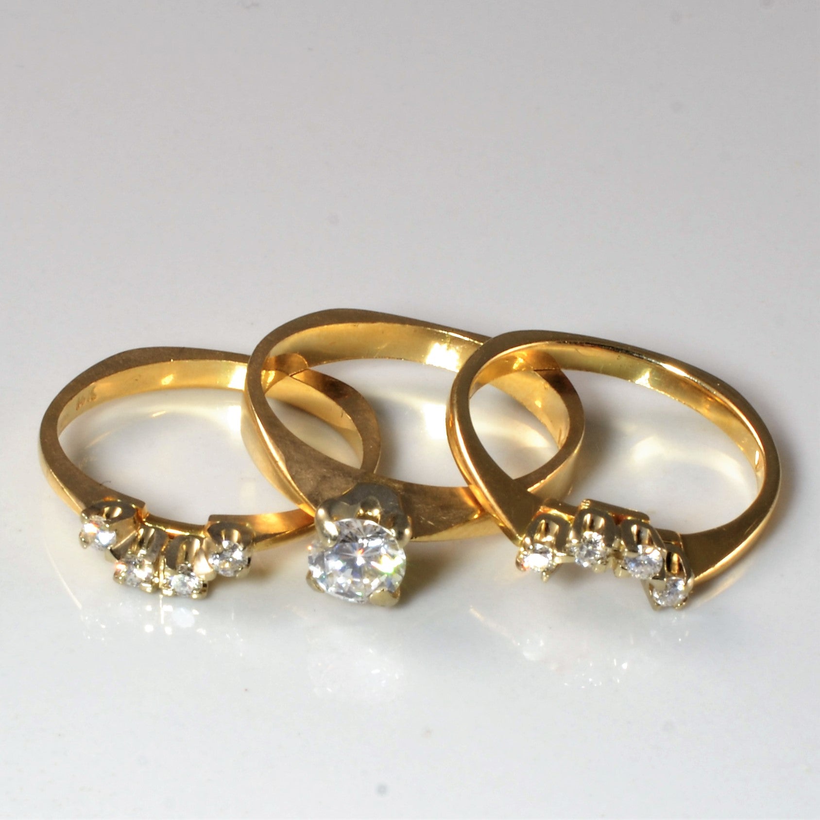 Diamond Wedding Set With Halo Bands | 0.61ctw | SZ 5.25 |