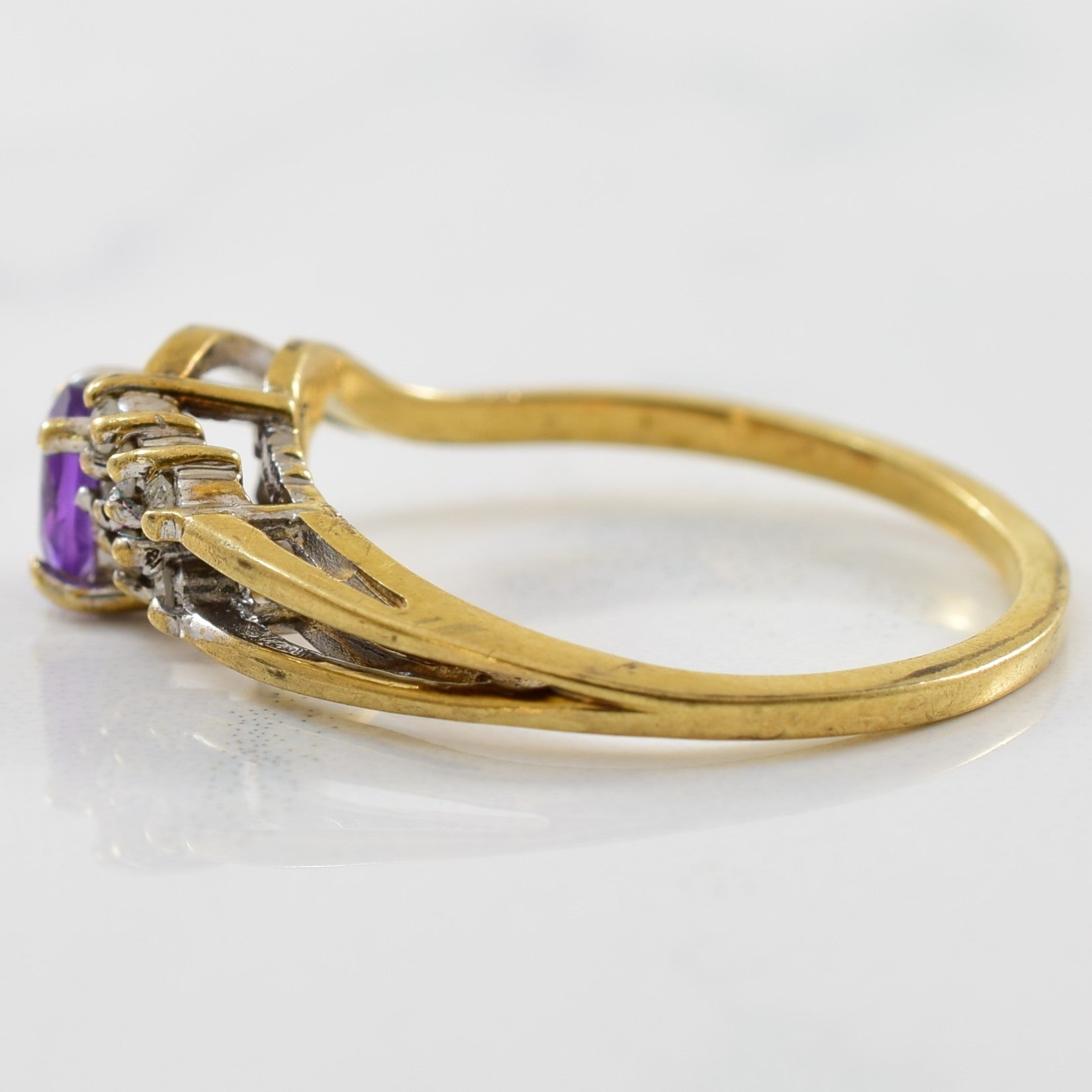Amethyst & Diamond Crossover Ring | 0.05ctw, 0.22ct | SZ 5.5 |