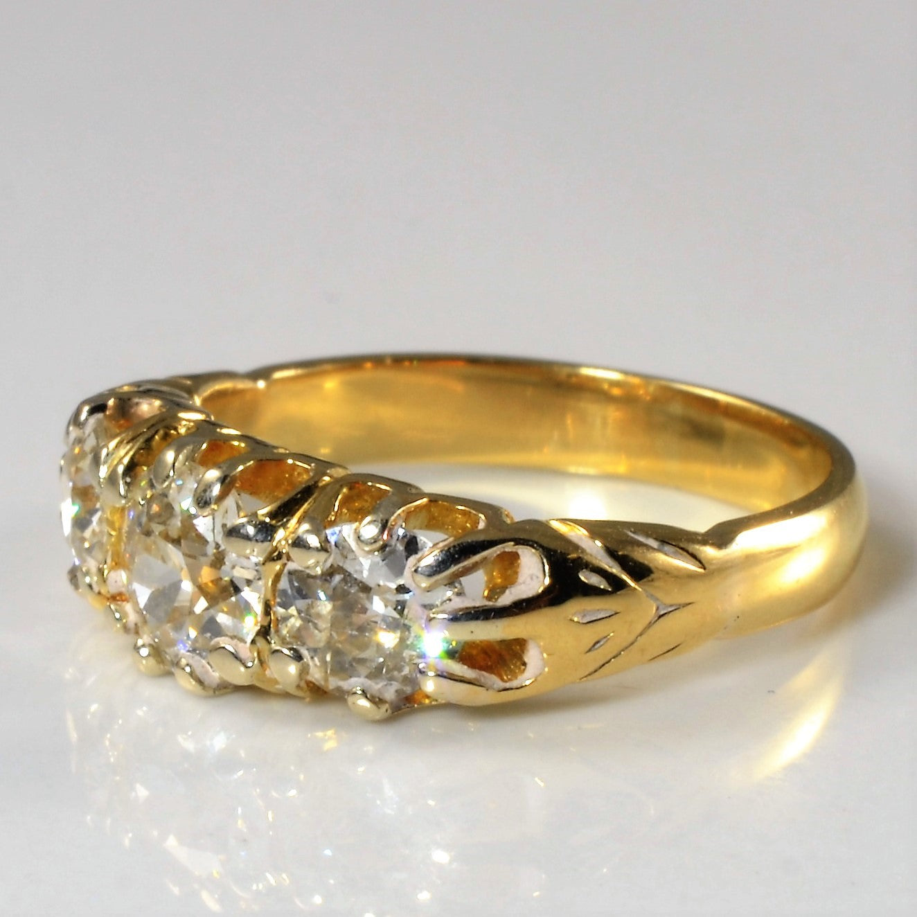 Early 1900s Three Stone Diamond Ring | 1.45ctw | SZ 6 |