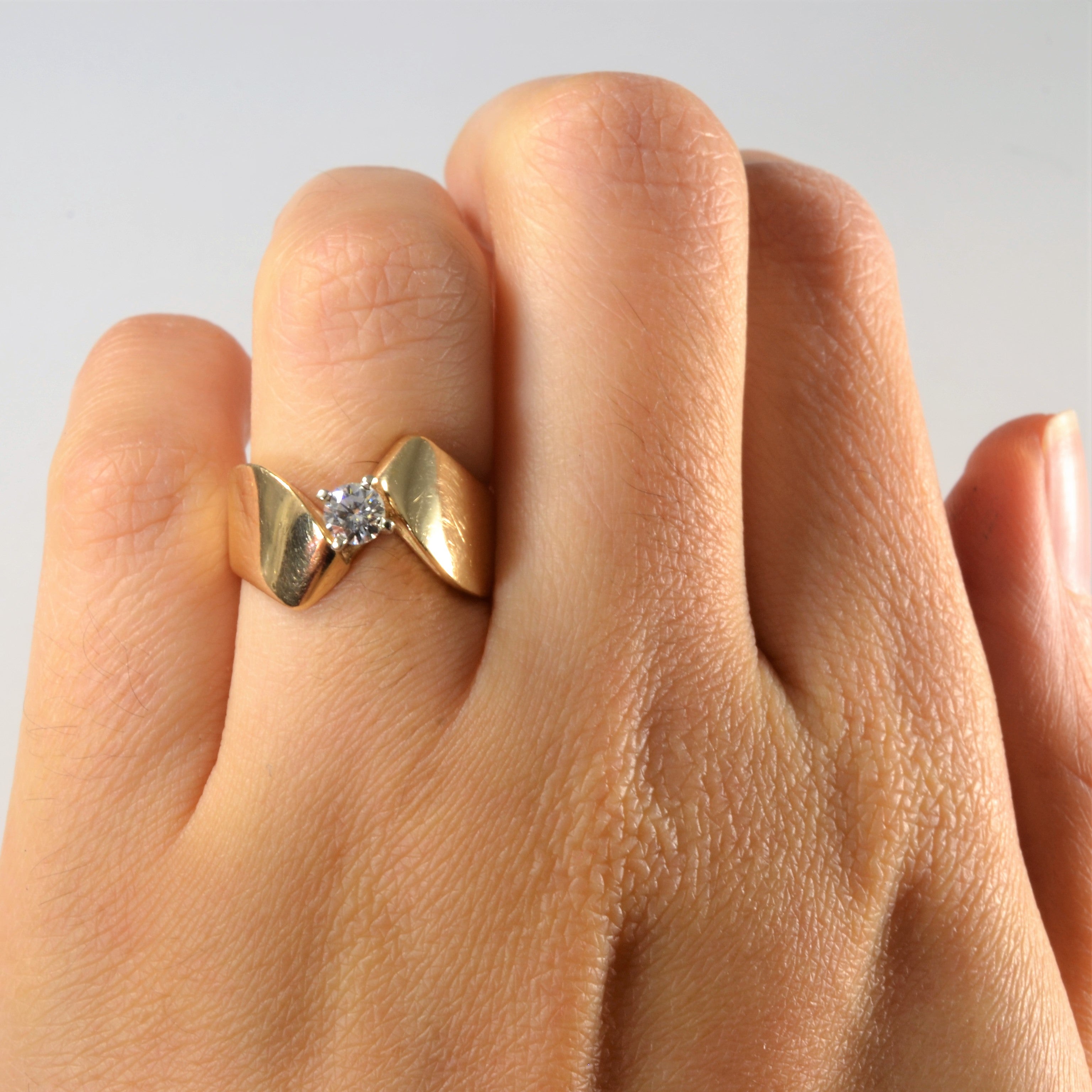 Diamond Solitaire Bypass Ring | 0.22ct | SZ 4.75 |