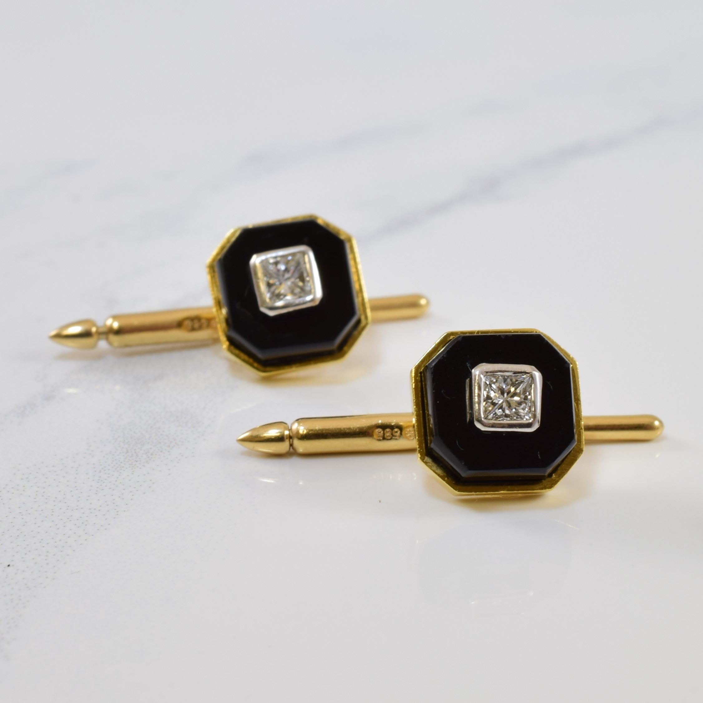 Onyx & Diamond Shirt Studs | 12.00ctw, 0.60ctw |
