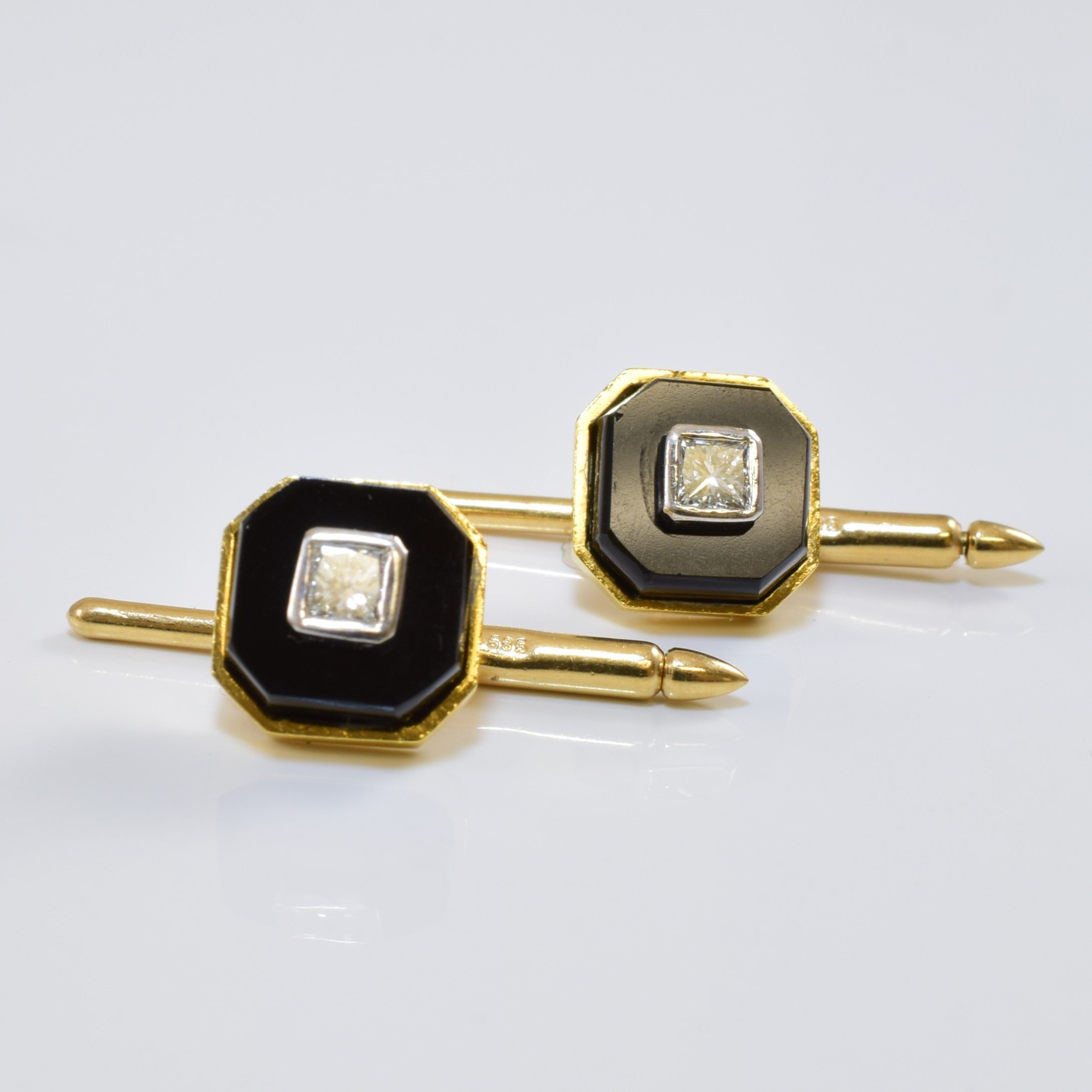 Onyx & Diamond Shirt Studs | 12.00ctw, 0.60ctw |