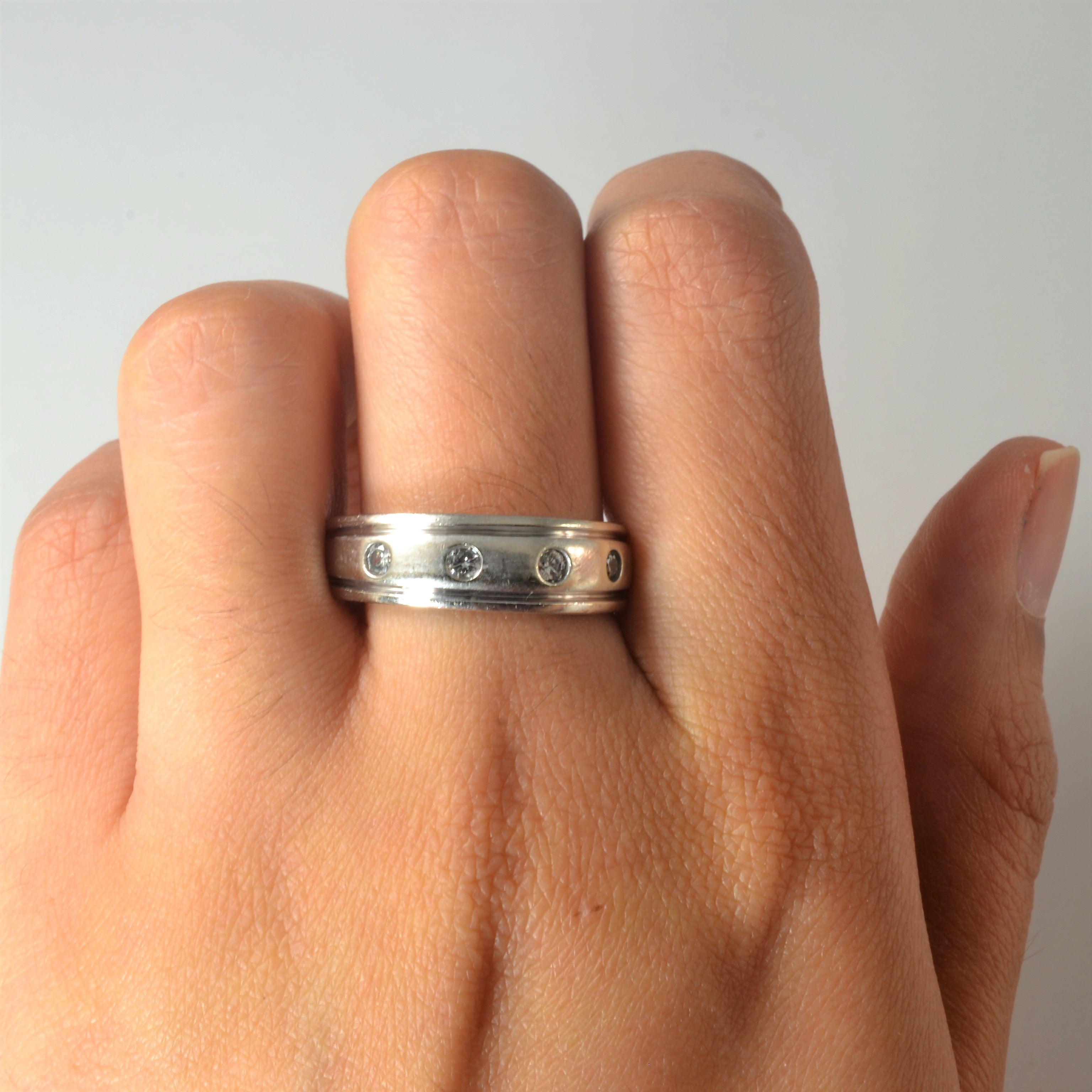 Four Stone Gypsy Set Diamond Band | 0.24ctw | SZ 10 |