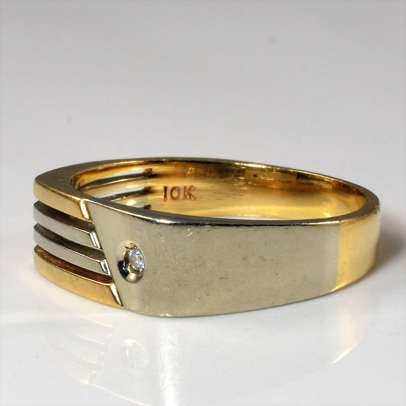 Textured Two Tone Diamond Ring | 0.02ct | SZ 12 |