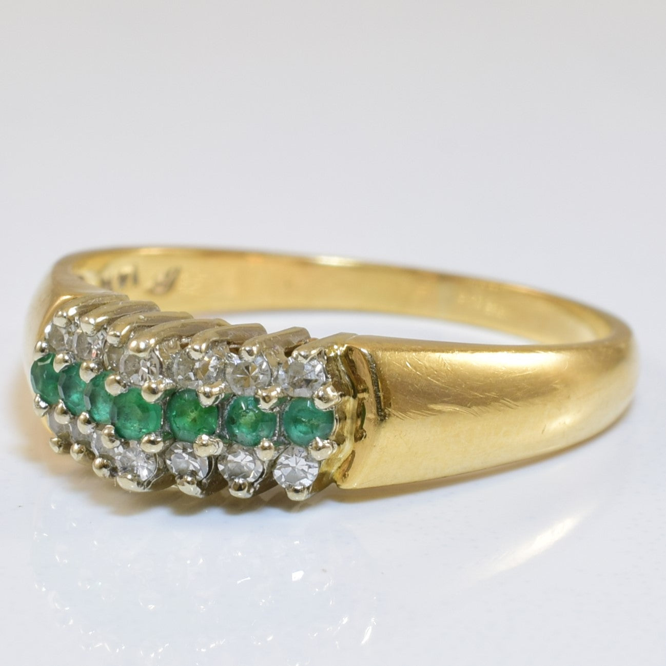 Pointed Emerald & Diamond Ring | 0.14ctw, 0.14ctw | SZ 7.5 |