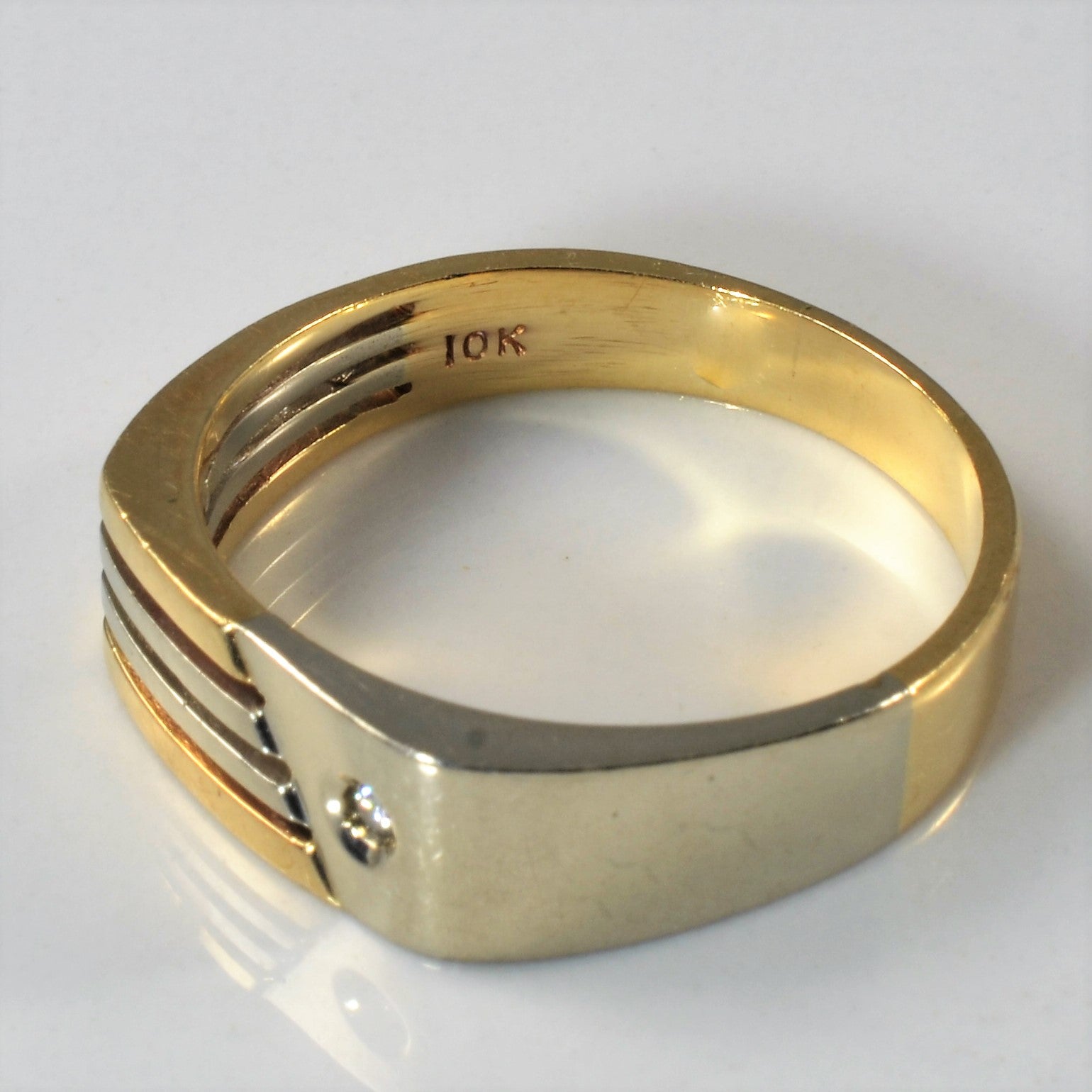 Textured Two Tone Diamond Ring | 0.02ct | SZ 12 |