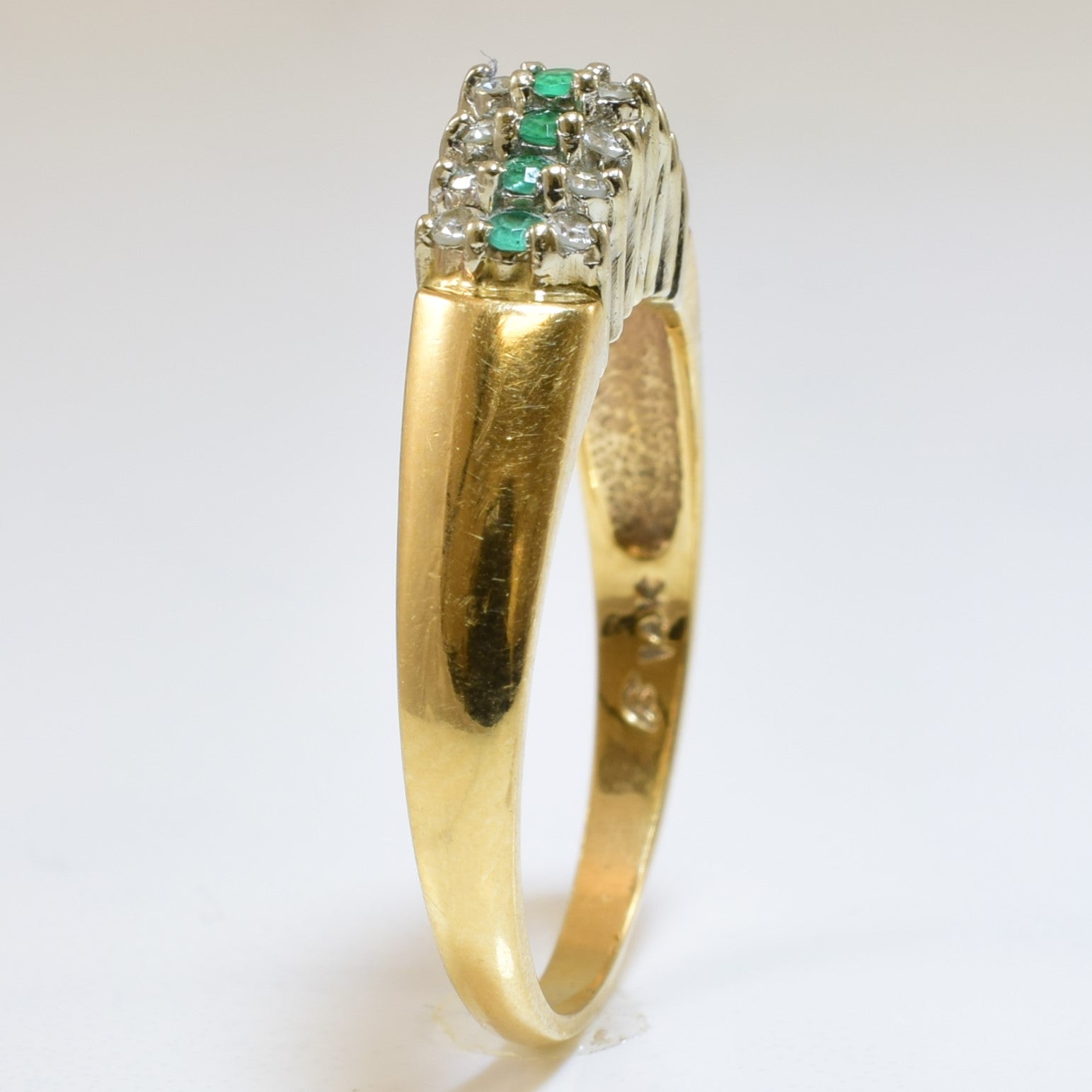 Pointed Emerald & Diamond Ring | 0.14ctw, 0.14ctw | SZ 7.5 |