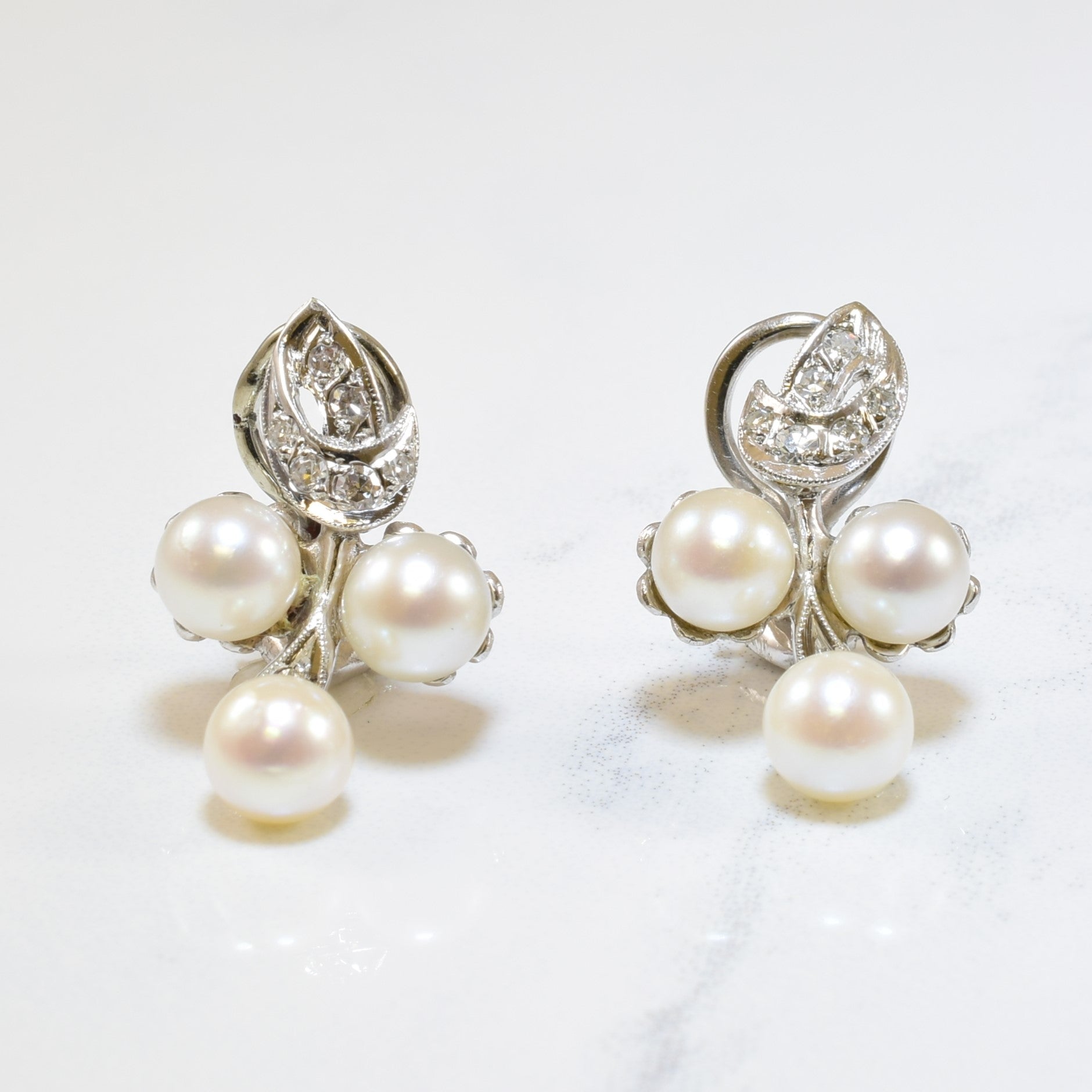 Boucles d'oreilles à clip en perles et diamants | 7,50 ct, 0,20 ct |