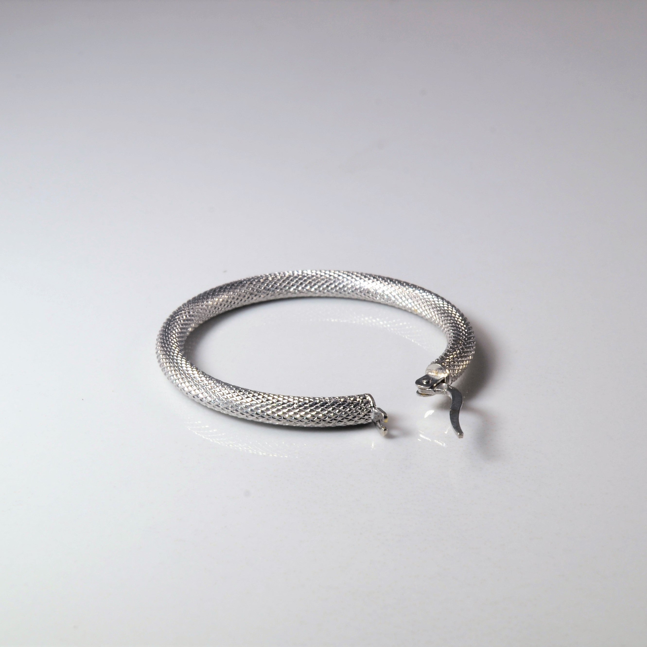 Brushed Textured White Gold Hoops |