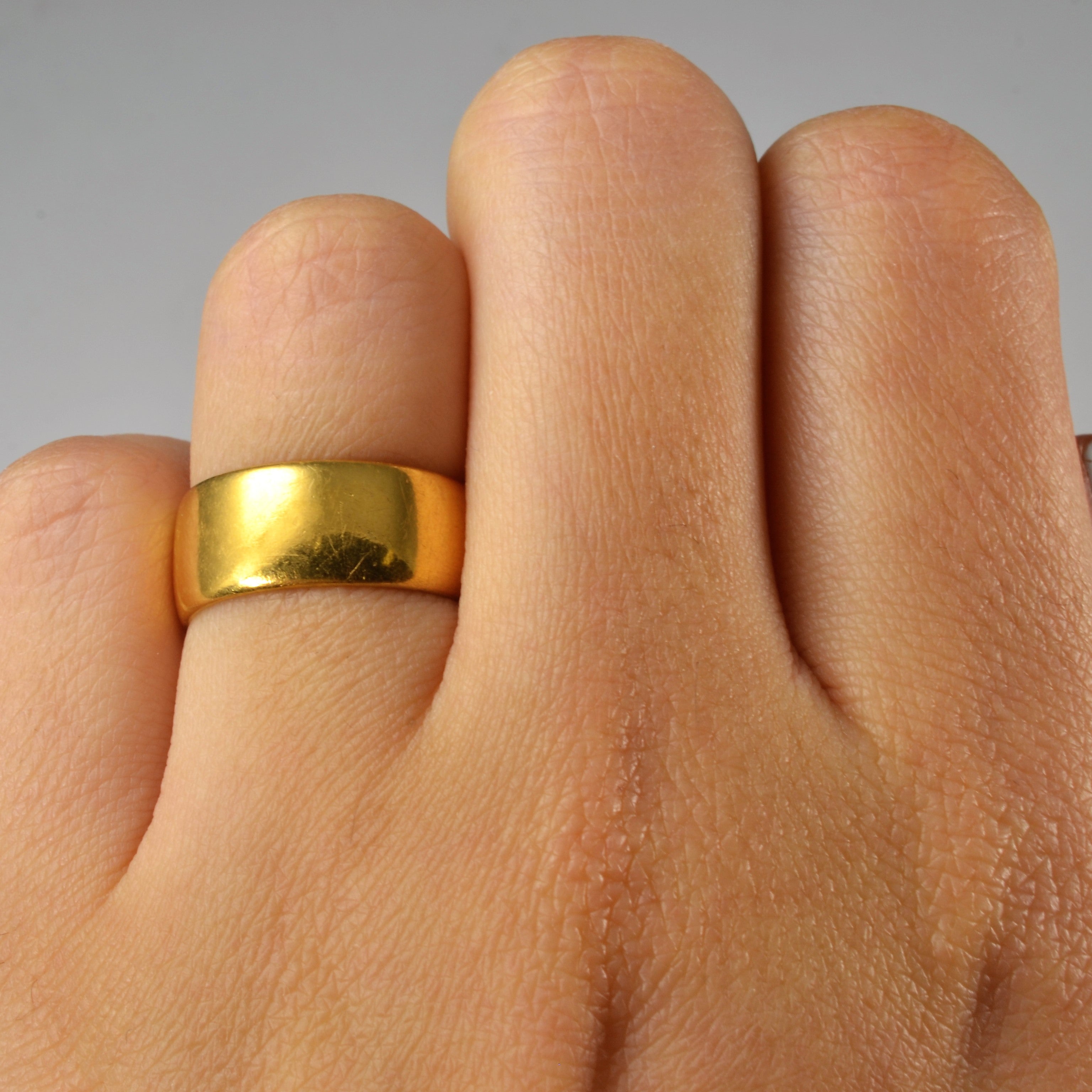 Bague vintage Birmingham 1972, poinçonnée, large, en or | Taille 5,25 |