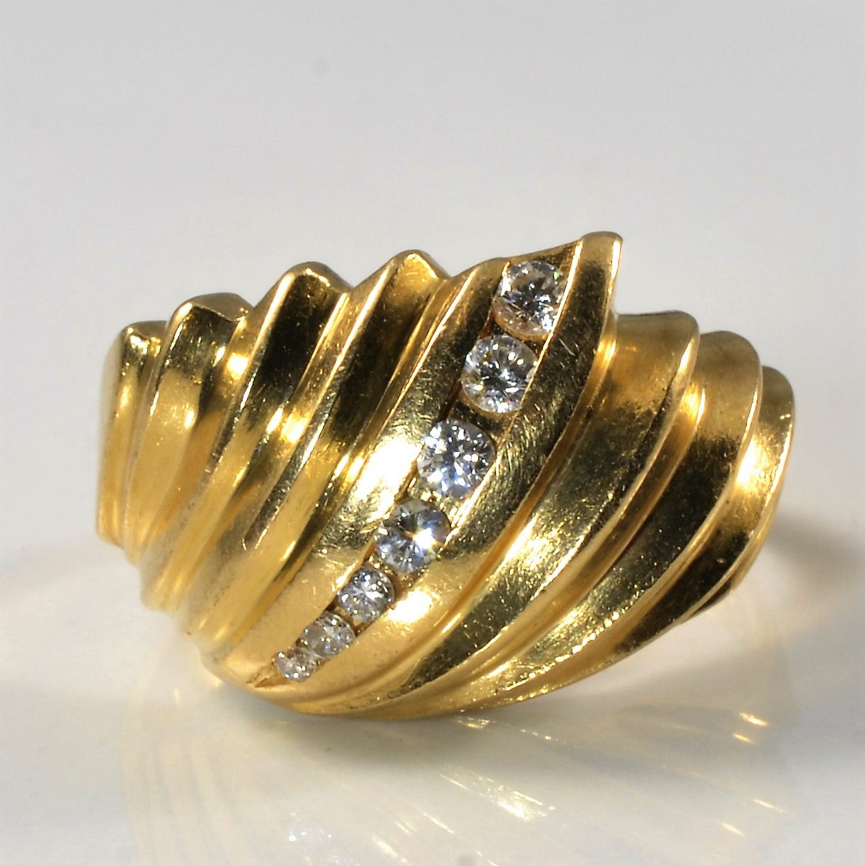Textured Channel Diamond Dome Ring | 0.14ctw | SZ 7.25 |