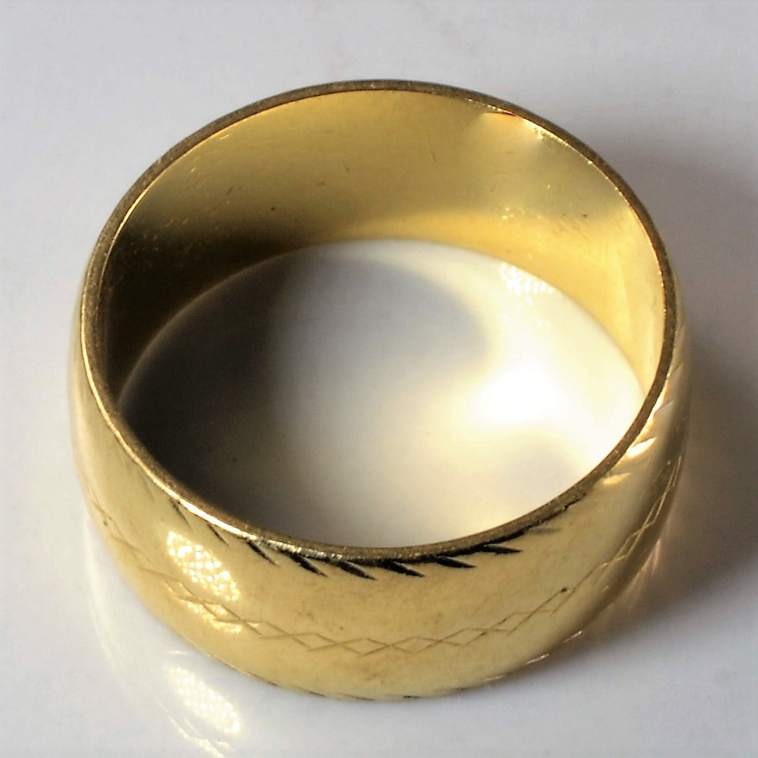 Patterned Wide Gold Band | SZ 6.75 |