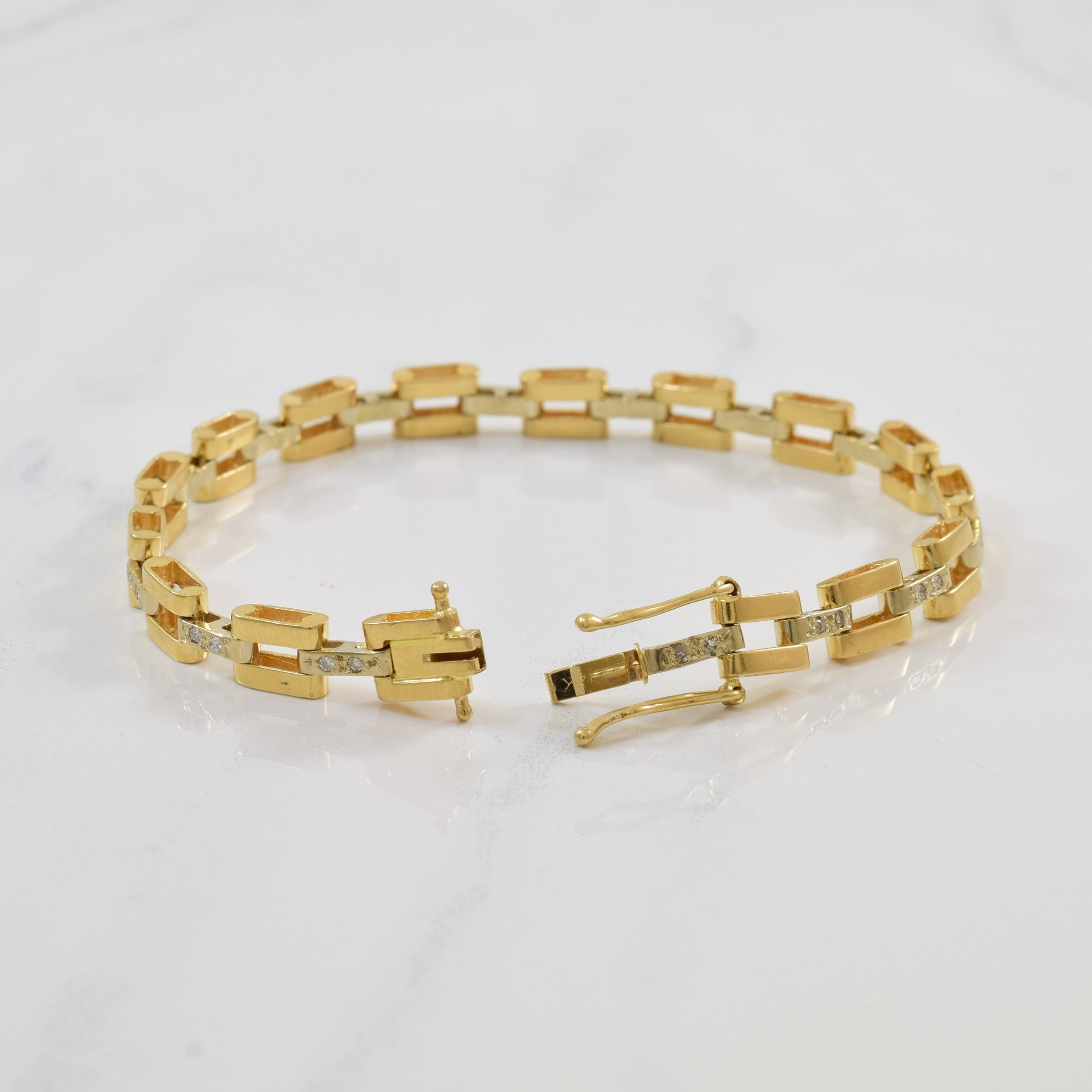 Diamond Box Link Bracelet | 0.16ctw | 7" |