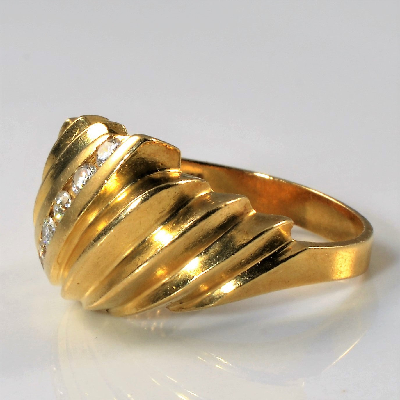 Textured Channel Diamond Dome Ring | 0.14ctw | SZ 7.25 |