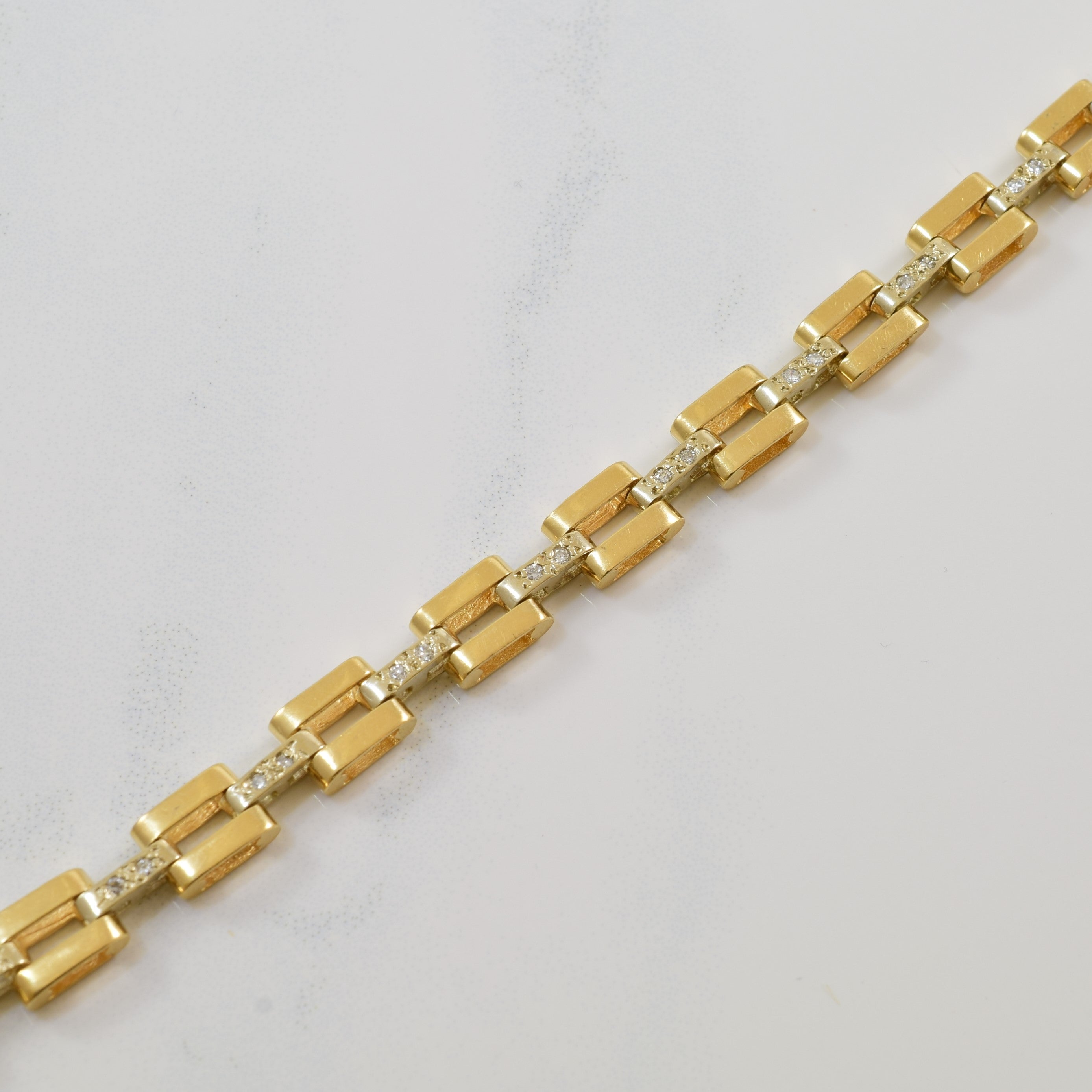 Diamond Box Link Bracelet | 0.16ctw | 7" |