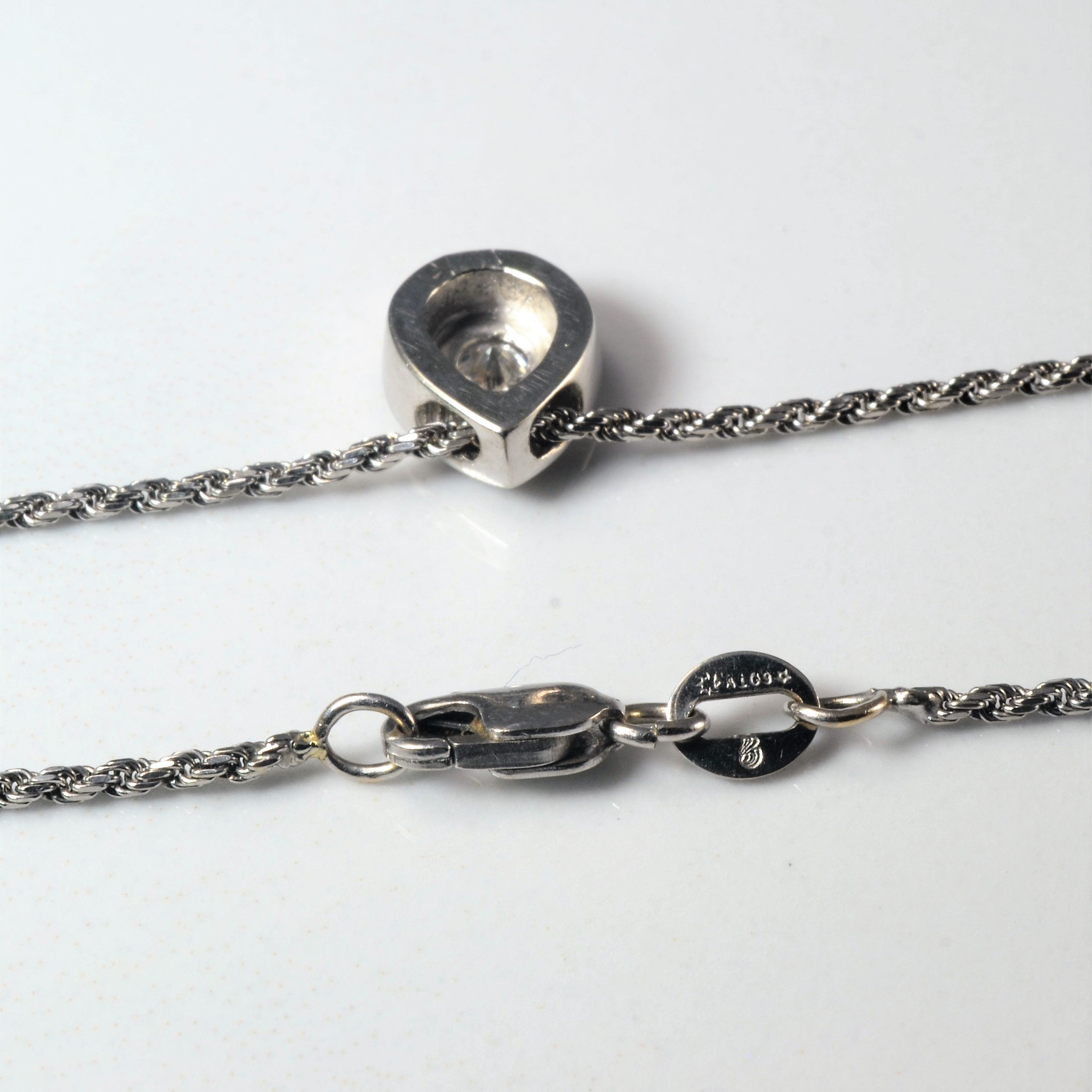 Satin Finish Diamond Tear Drop Necklace | 0.22ct | 16" |