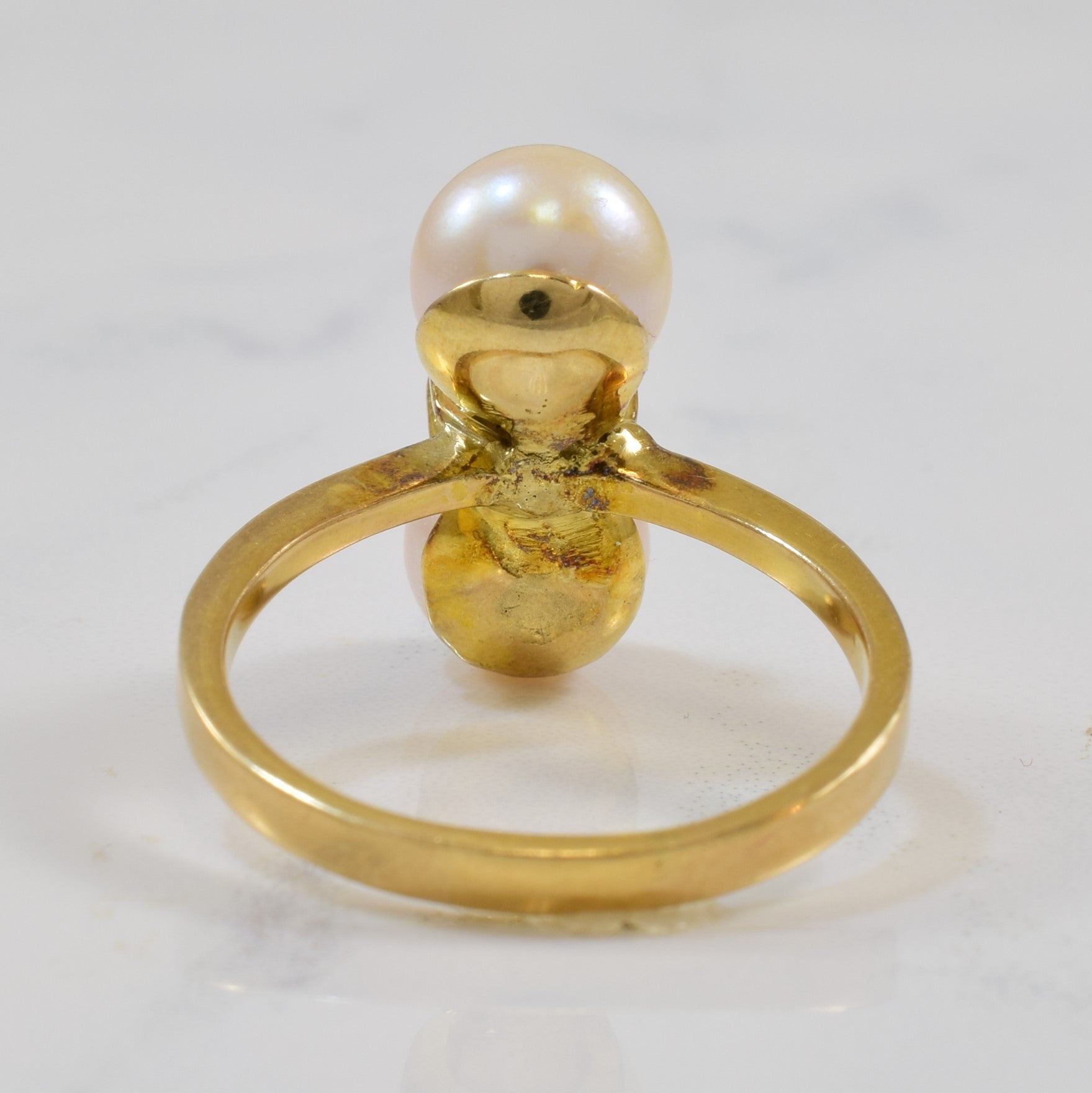 Double Pearl & Diamond Ring | 7.22ctw, 0.09ctw | SZ 8.5 |