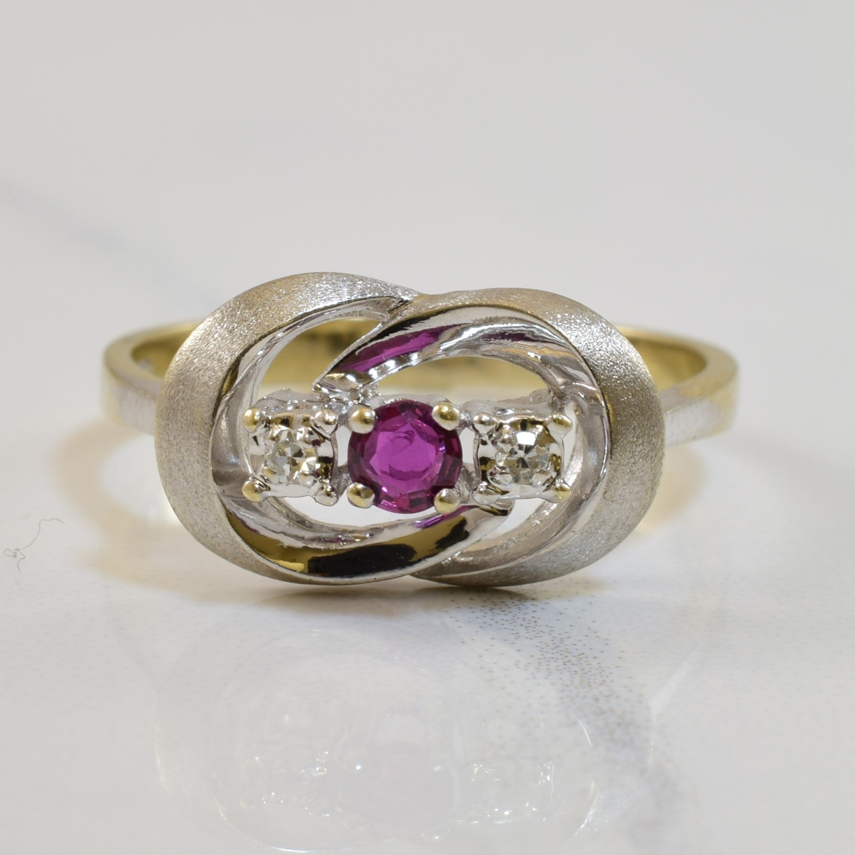 Three Stone Ruby & Diamond Ring | 0.16ct, 0.03ctw | SZ 8.25 |