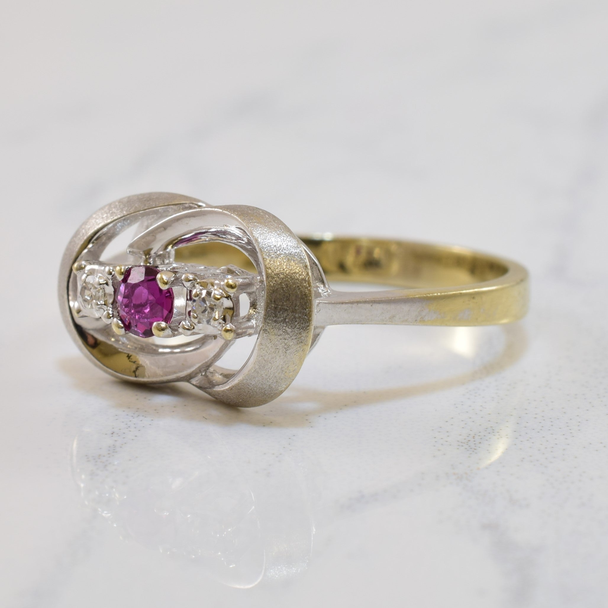 Three Stone Ruby & Diamond Ring | 0.16ct, 0.03ctw | SZ 8.25 |