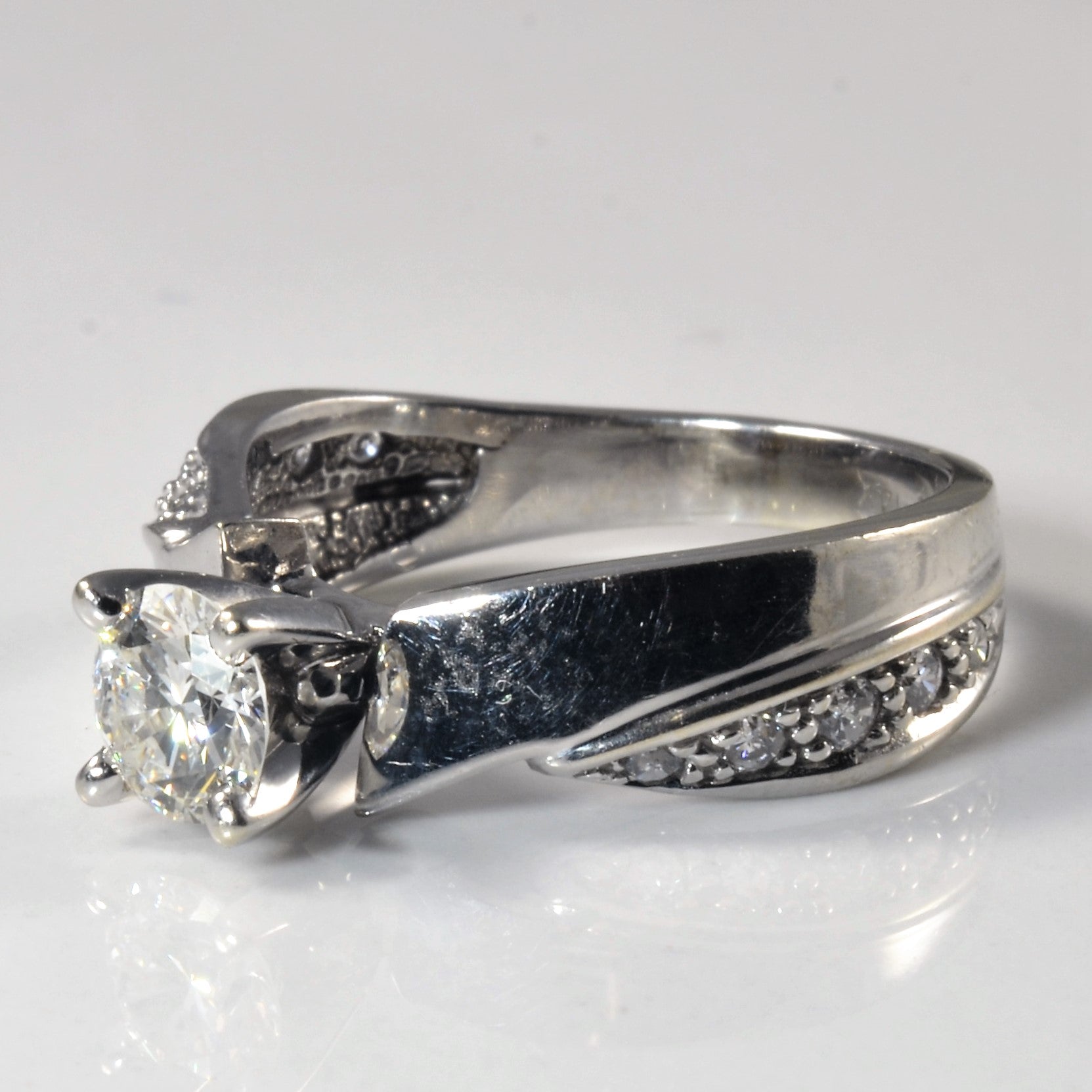 Tapered Bypass Diamond Engagement Ring | 0.66ctw | SZ 5.75 |