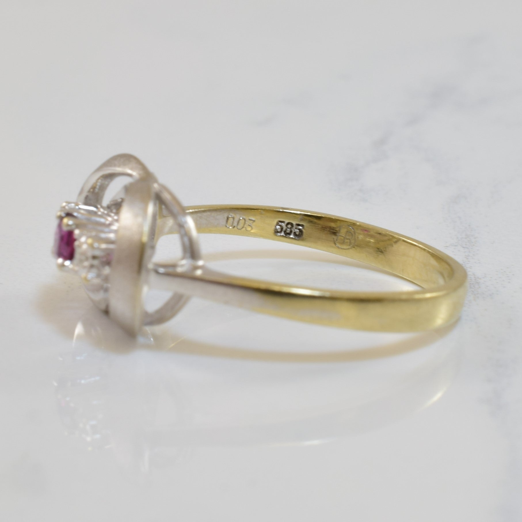 Three Stone Ruby & Diamond Ring | 0.16ct, 0.03ctw | SZ 8.25 |