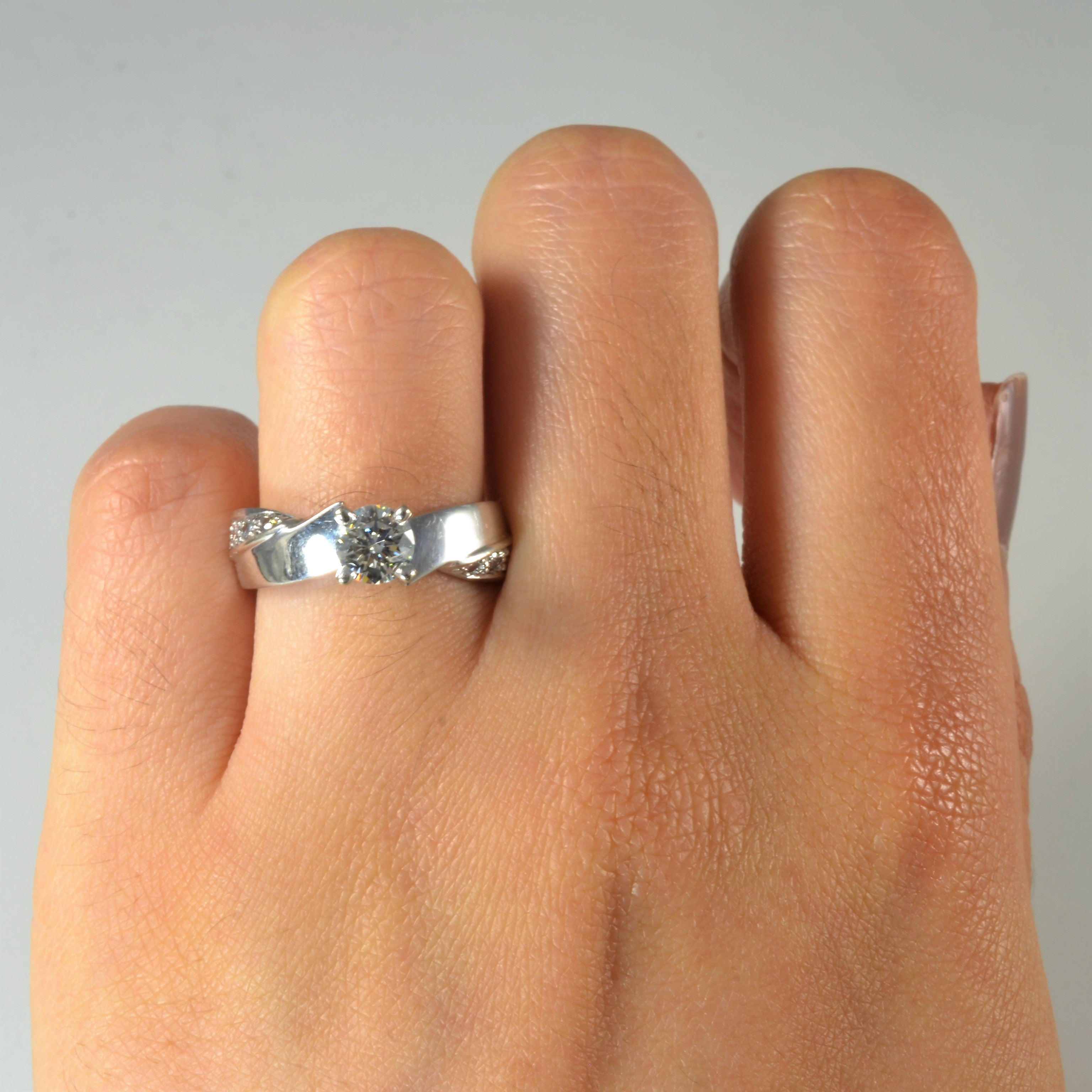 Tapered Bypass Diamond Engagement Ring | 0.66ctw | SZ 5.75 |